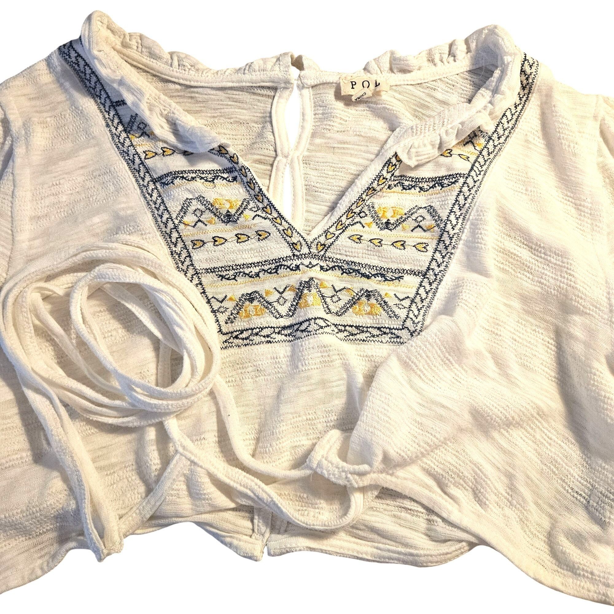 Other Pol White M Peasant Top Boho Embroidered Festival Cottagecor Size M / US 6-8 / IT 42-44 - 6 Thumbnail
