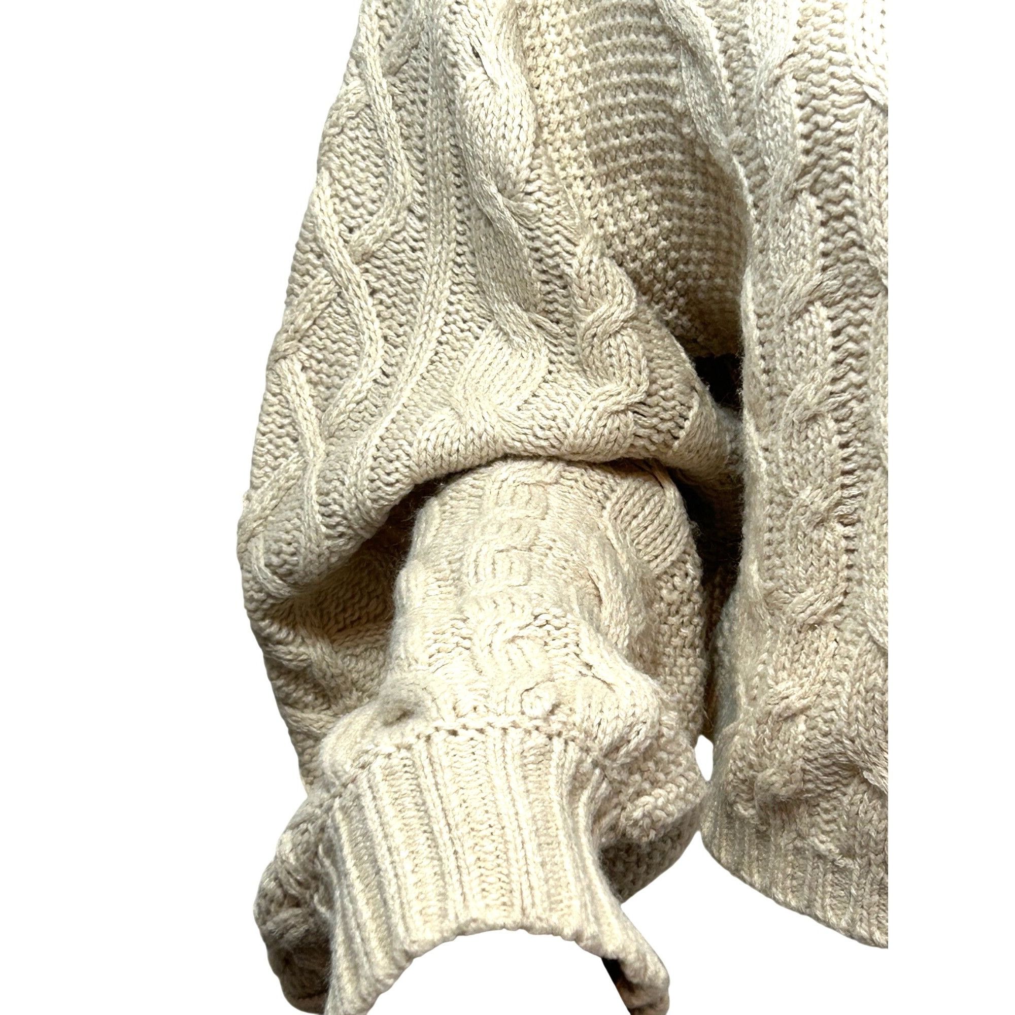 H&M H&M Divided Women’s Tan Sweater M Chunky Cable Knit Cropped Size M / US 6-8 / IT 42-44 - 3 Thumbnail