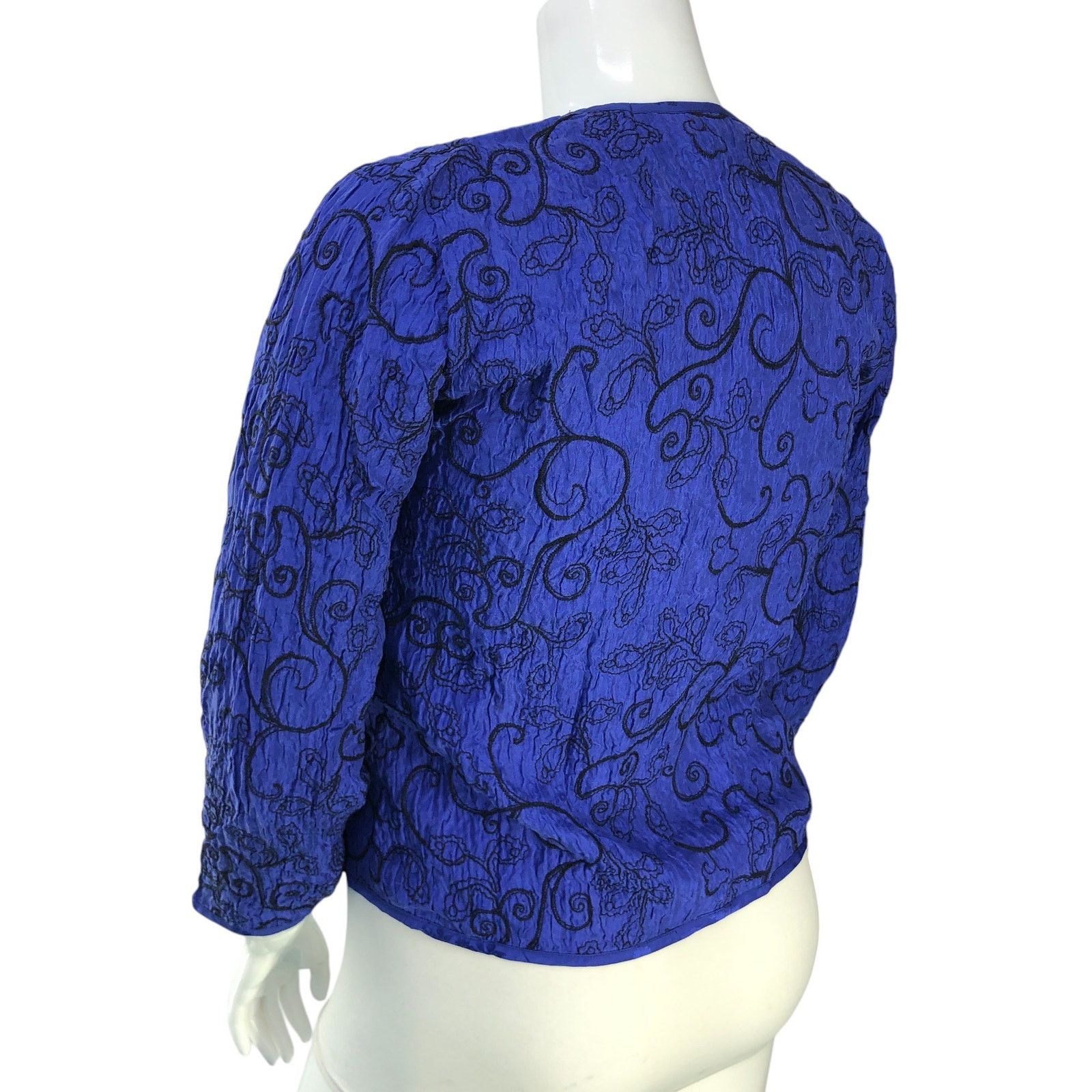 Chicos Chicos Size 1 US 8 Cardigan Open Front Silk Embroidered Size M / US 6-8 / IT 42-44 - 6 Thumbnail