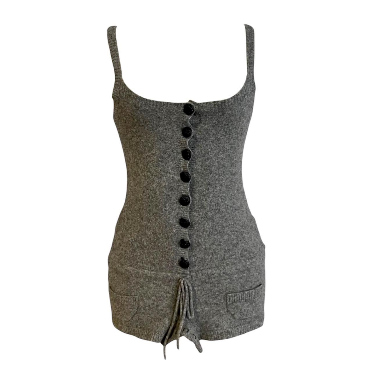 Jil Stuart Y2K Jill Stuart Grey Wool Knit Button-Up Romper/Playsuit Size XS / US 0-2 / IT 36-38 - 3 Thumbnail