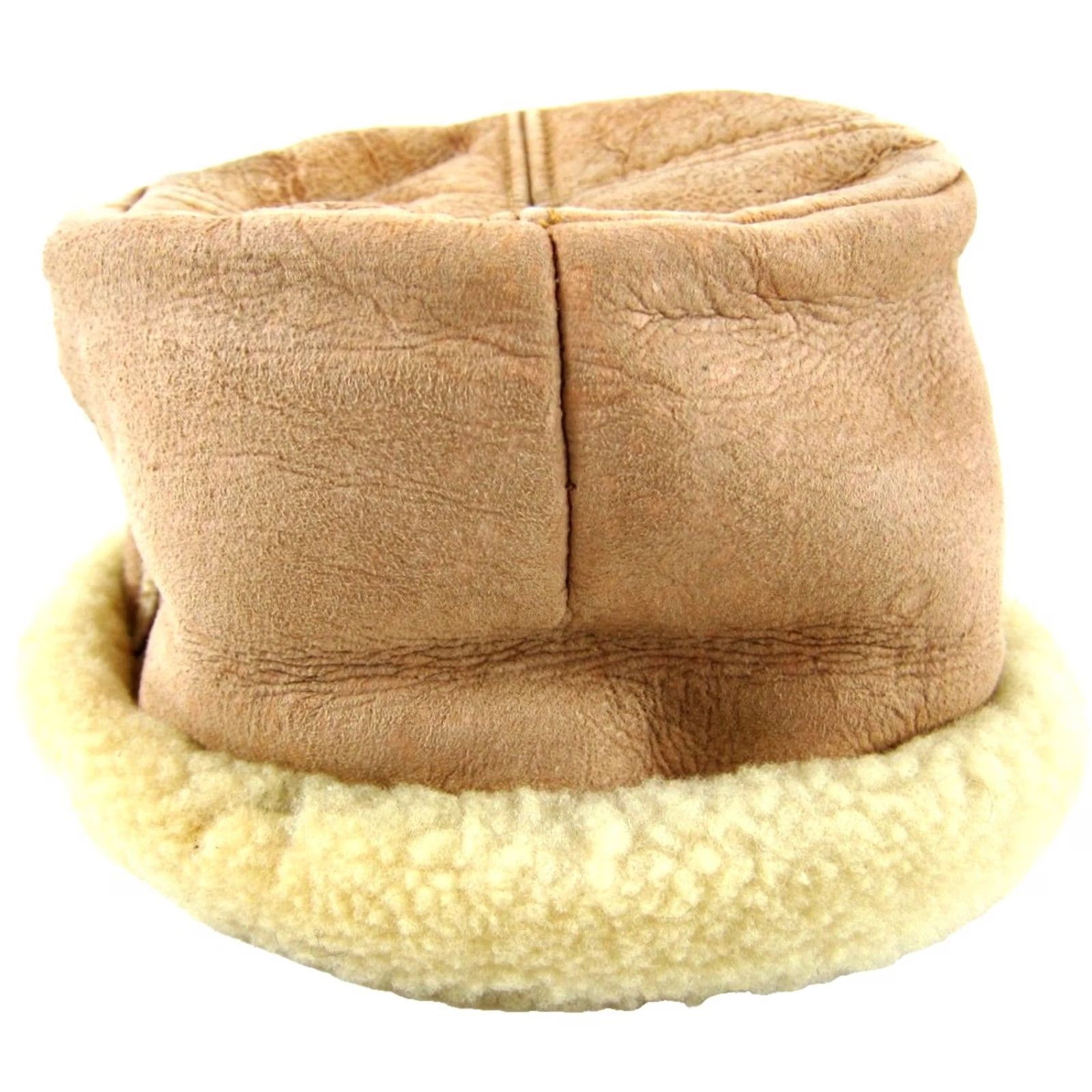Eddie Bauer VINTAGE Eddie Bauer Hat Women Tan Brown Sheepskin Leather Shearling Fur S 80s 90s Size ONE SIZE - 4 Thumbnail