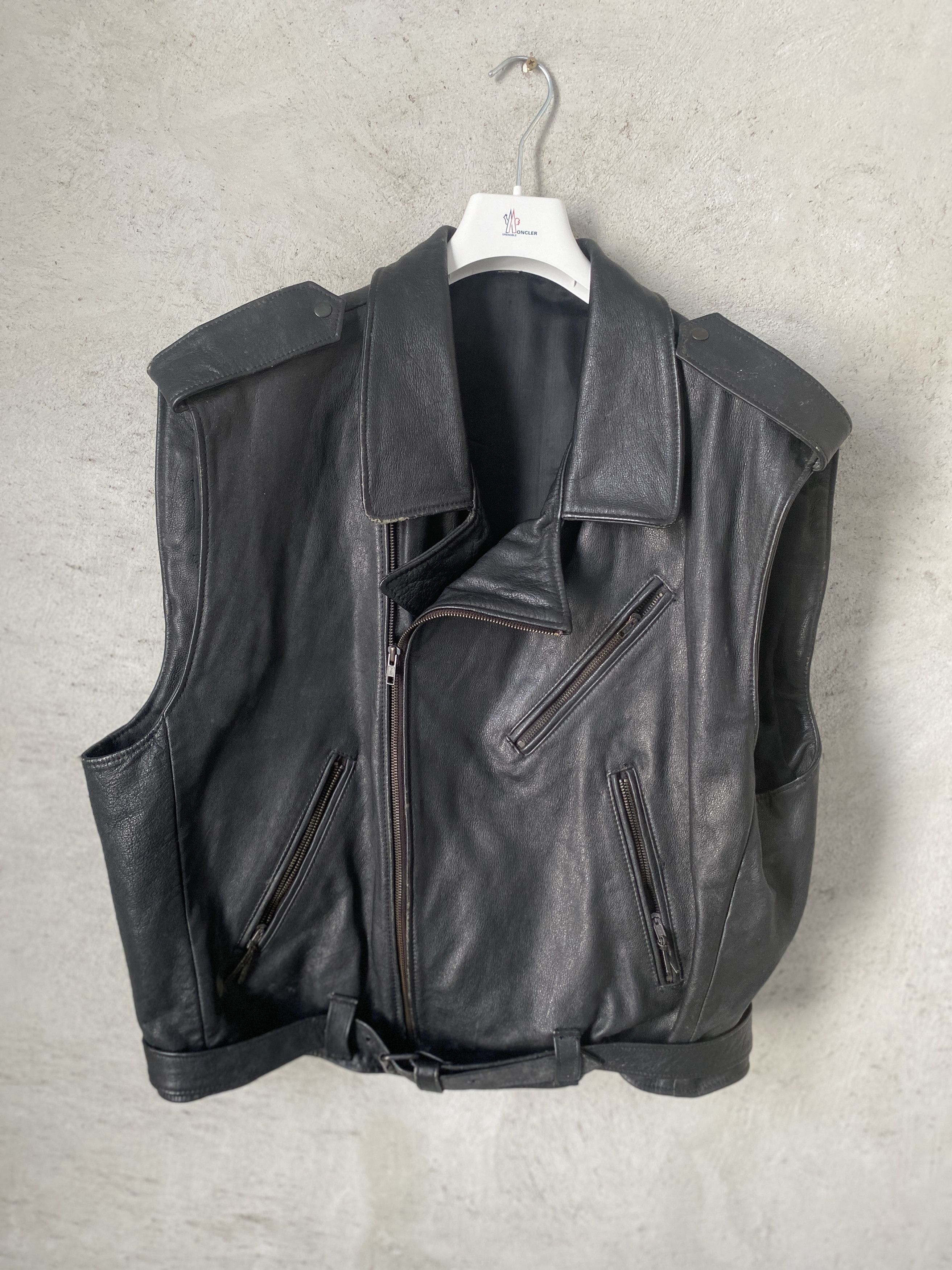 Genuine Leather Vintage real leather vest moto opium Size US XL / EU 56 / 4 - 1 Thumbnail