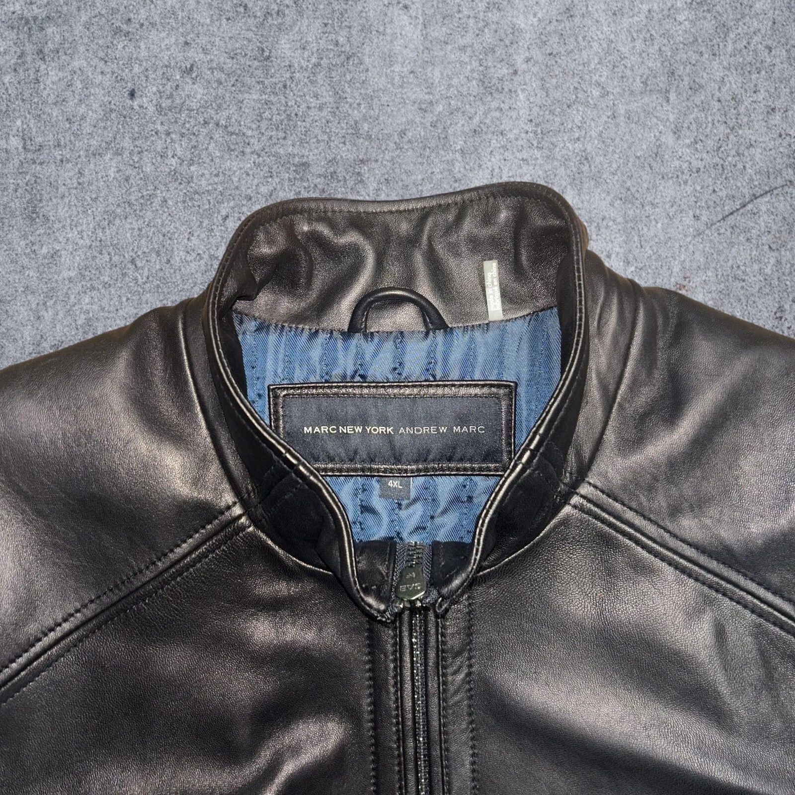 Andrew Marc Andrew Marc All Black Leather Bomber Jacket Motorcycle Biker Size US XXL / EU 58 / 5 - 5 Thumbnail