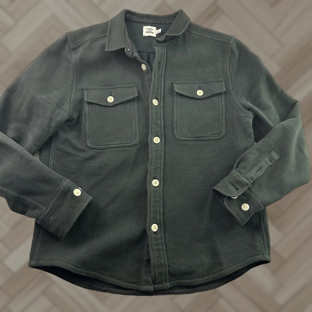 Flint And Tinder Flint & Tinder Shirt Jacket Mens Large Gray Cotton Wool Button Front Size US L / EU 52-54 / 3 - 1 Thumbnail