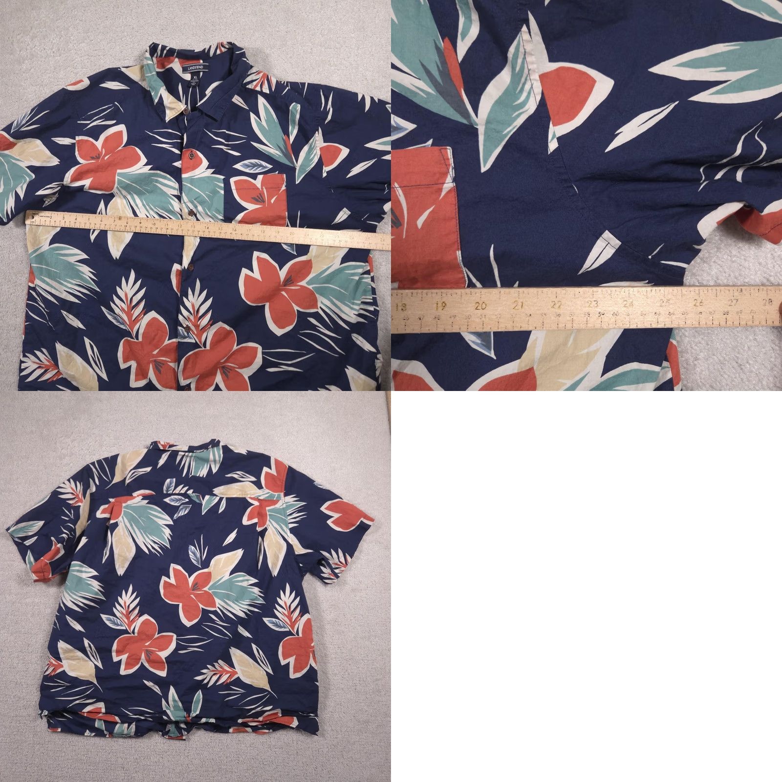 Lands' End Lands' End Shirt Mens XL Multicolor Floral Hawaiian Button Front Short Sleeve Casual Size US XL / EU 56 / 4 - 8 Thumbnail