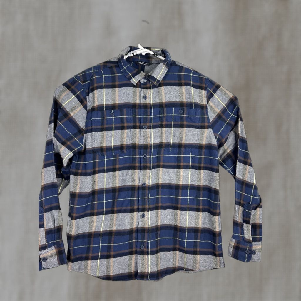 Vintage Alpine Design Button-Up Shirt Mens L Plaid Lightweight Flannel Cotton Blend Blue Gray Size US L / EU 52-54 / 3 - 1 Thumbnail