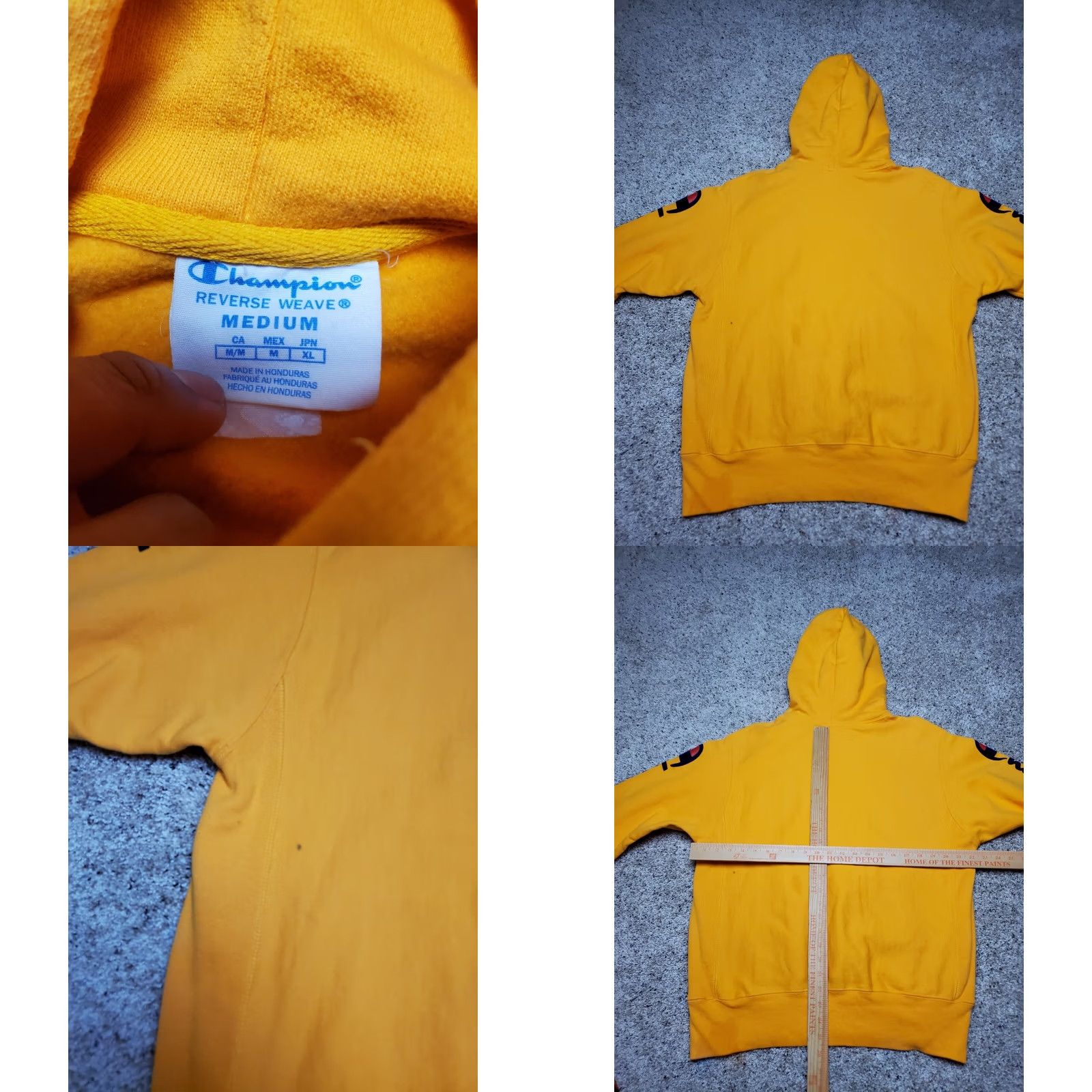 Champion Champion Hoodie Men's M Yellow Long Sleeve Pullover Spell Out Reverse Weave Athletic Heavyweight Streetwear Size US M / EU 48-50 / 2 - 8 Thumbnail