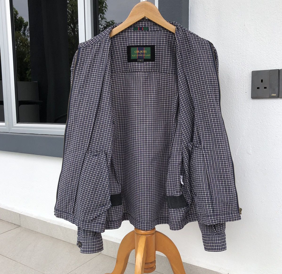 Alexander Julian Colours by Alexander Julian Checkered Cotton Bomber Jacket Size US L / EU 52-54 / 3 - 12 Thumbnail