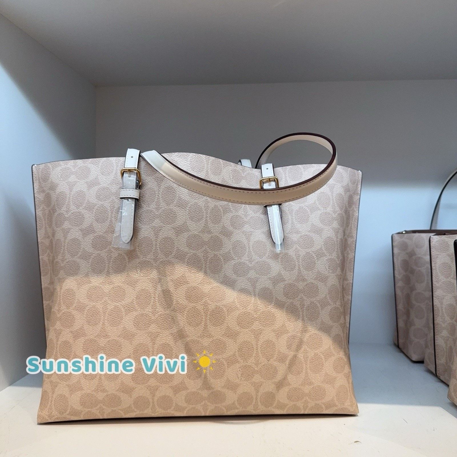 Coach NWT COACH Mollie Tote Large Signature CV967 Gold/Sand/Chalk Size ONE SIZE - 3 Thumbnail