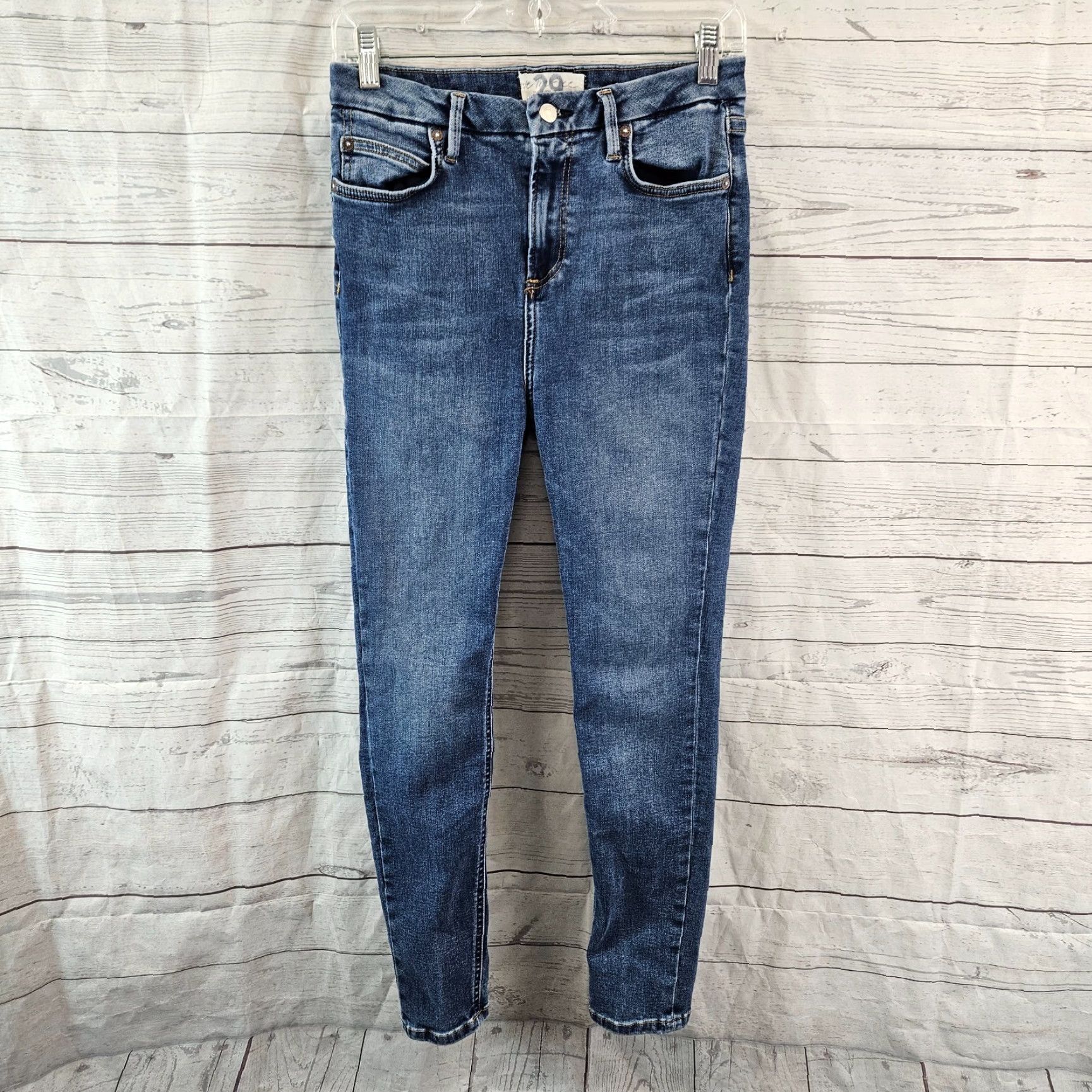 Vintage We The Free Krissy Skinny Jeans Sz 29 Blue Mid Rise Medium Wash Womens Denim Jeans Size 29" - 2 Thumbnail