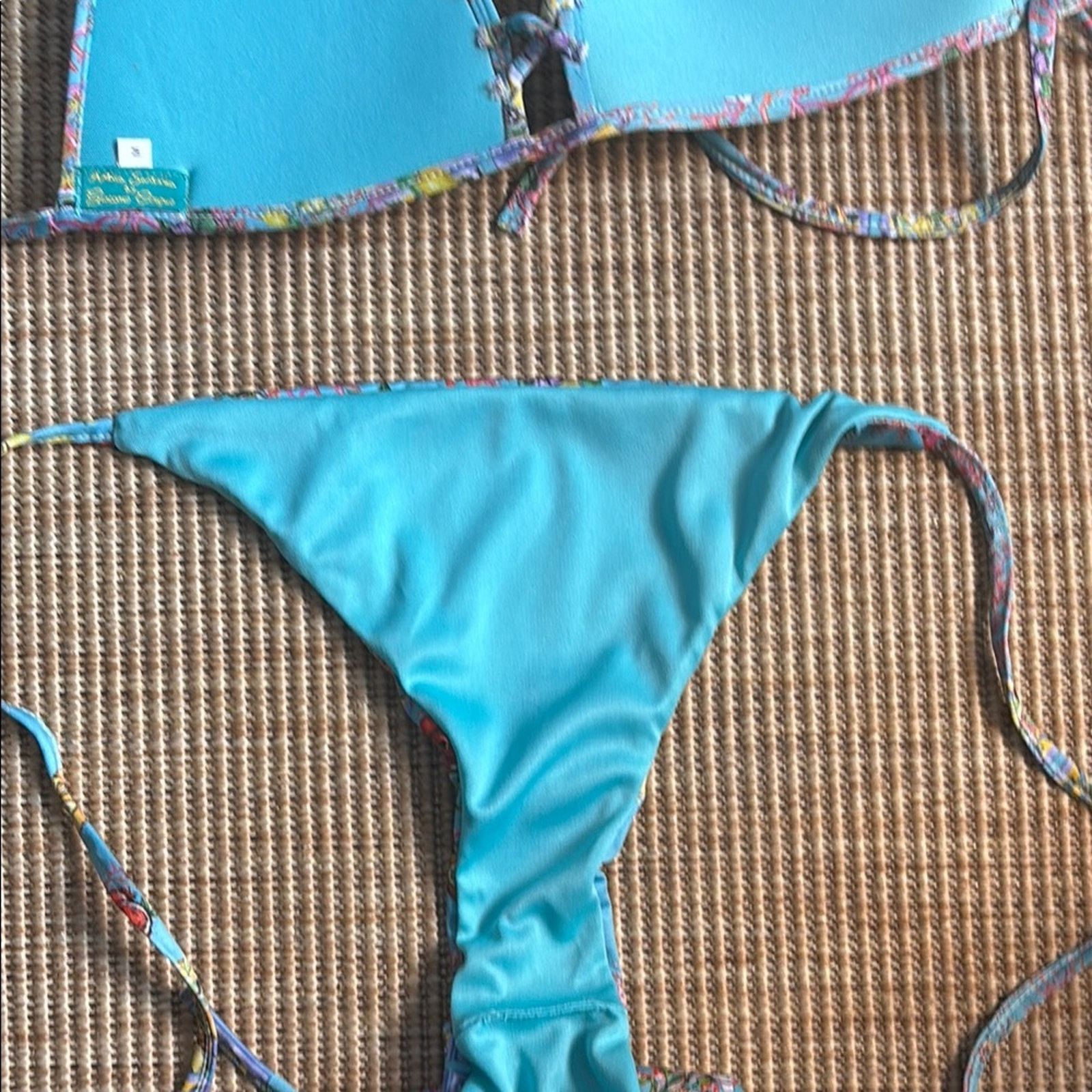 Other NWT Antica Sartoria Positano Floral Fruits Blue Bikini Set M Size ONE SIZE - 8 Thumbnail