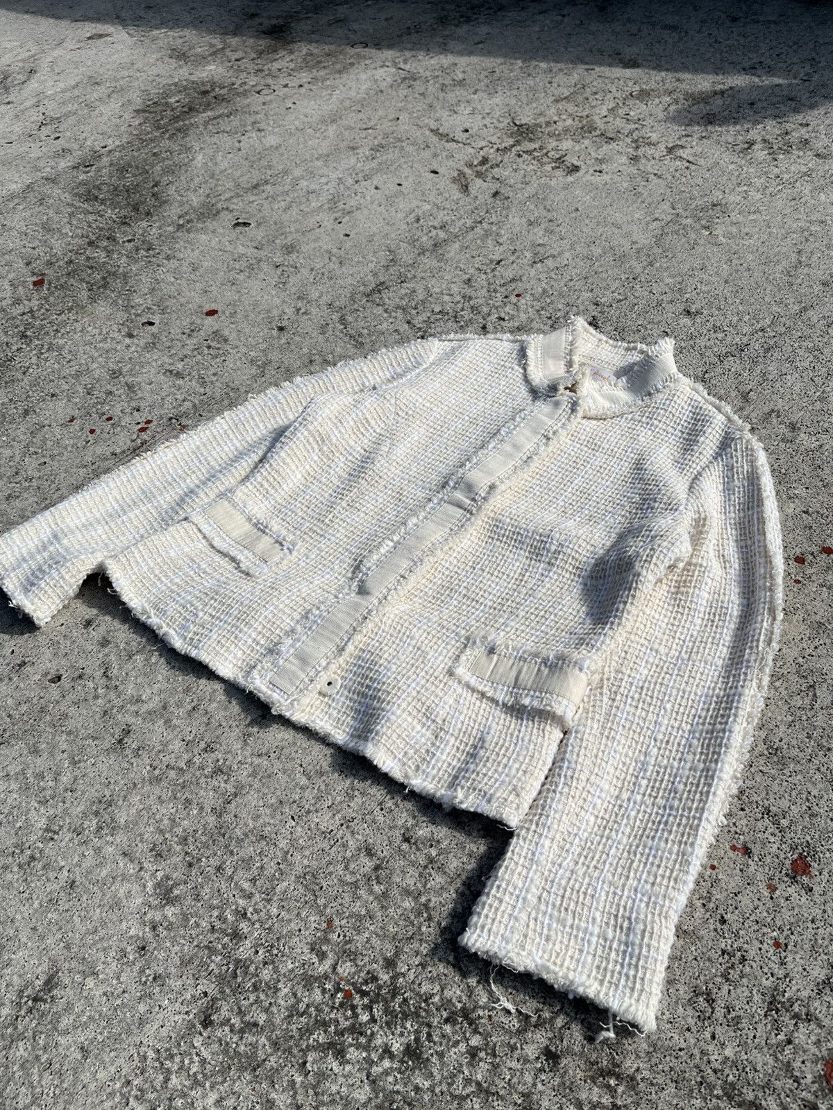 Pringle Of Scotland Pringle of Scotland Keegan Fringe Cropped Textured Jacket Size S / US 4 / IT 40 - 4 Thumbnail
