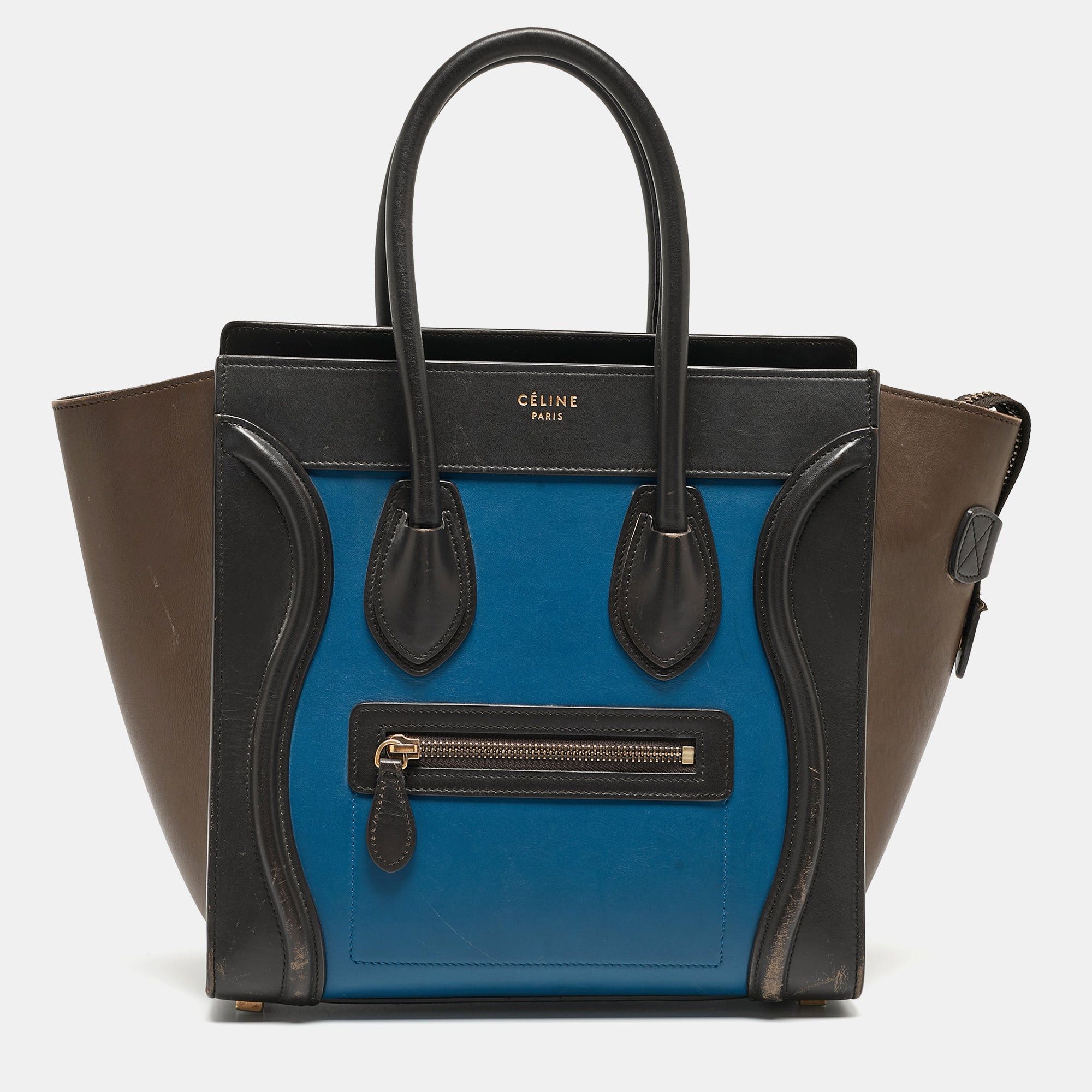 image of Celine Multicolor Leather Micro Luggage Tote in Black, Women's