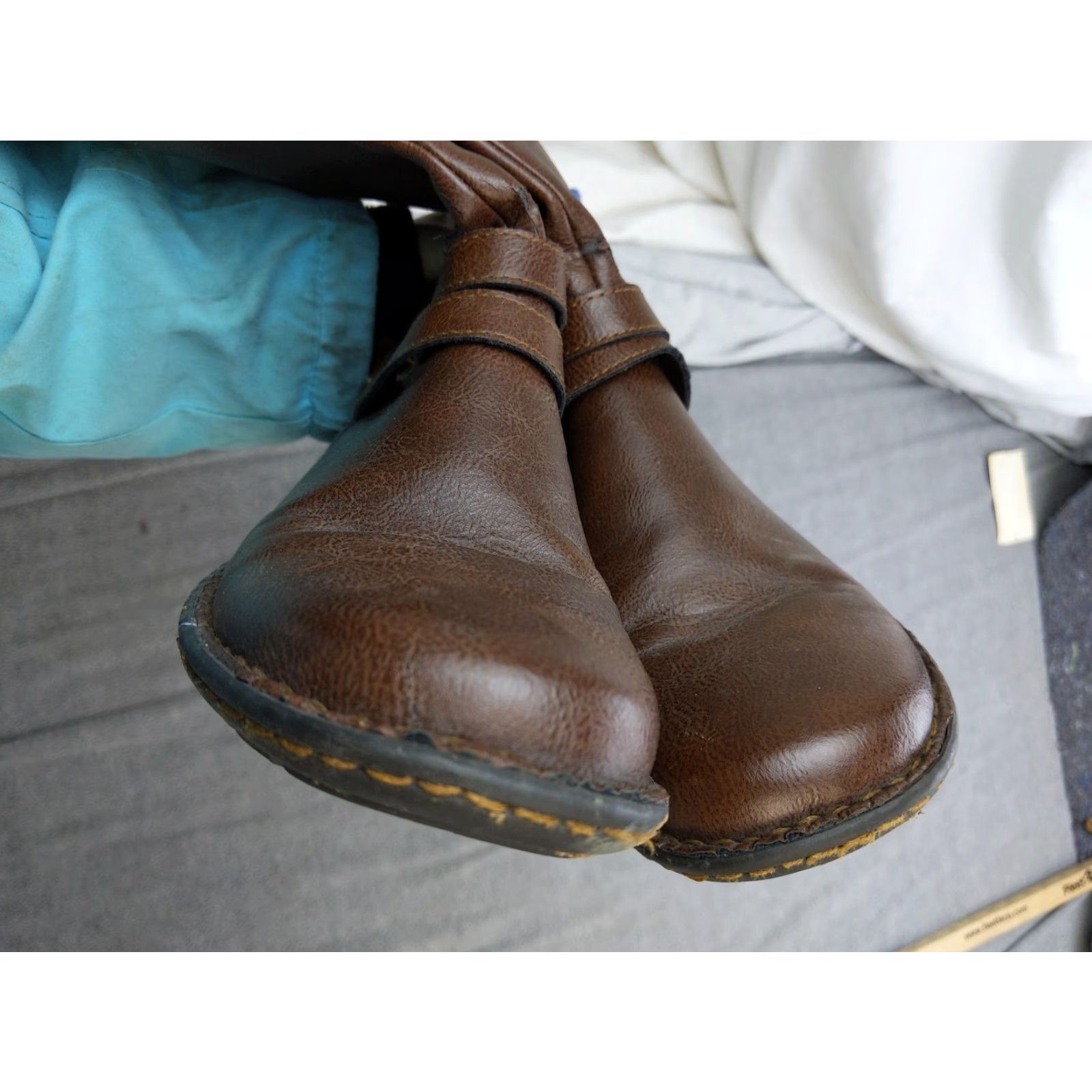 Vintage Riding Boots Womens 6.5 Brown Faux Leather Mid-Calf Zip Buckle Straps Boots Size US 7 / IT 37 - 3 Thumbnail