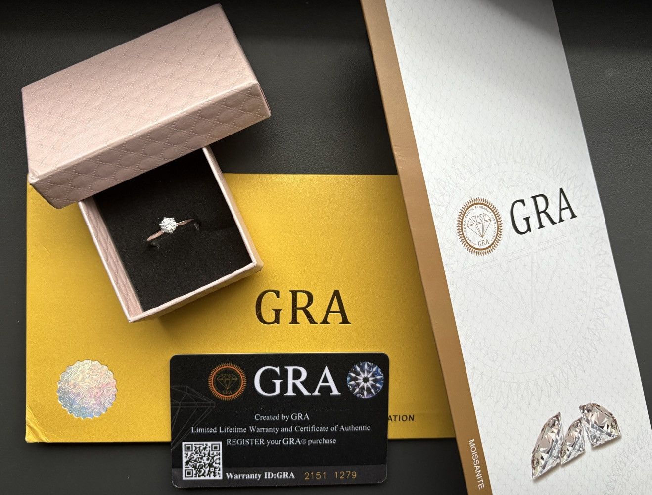 Other Silver Moissanite Ring – 0.5 ct ADJUSTABLE/ GRA Cert Size ONE SIZE - 2 Thumbnail