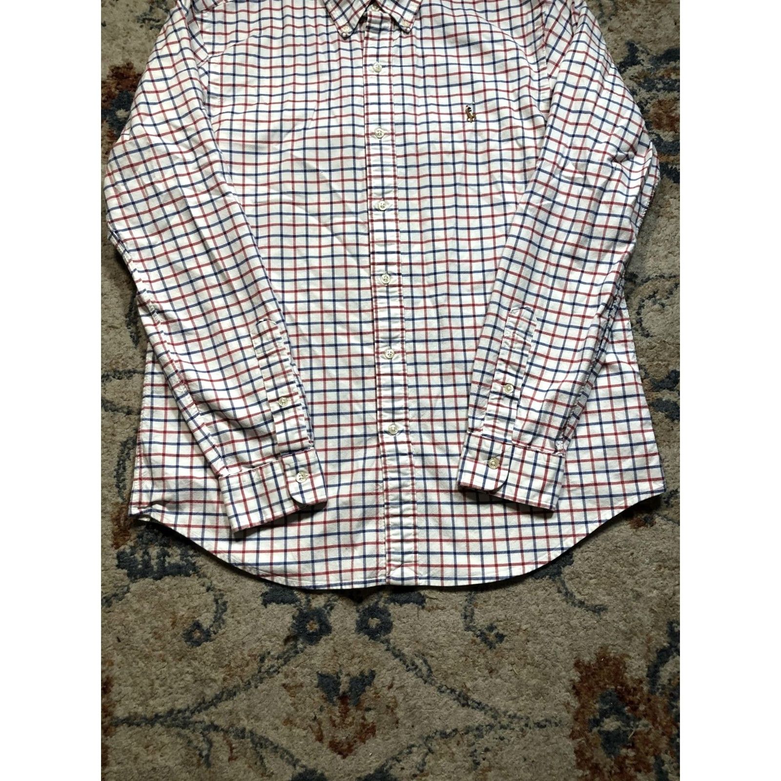 Ralph Lauren Ralph Lauren Shirt Mens Medium White Red Blue Plaid Stretch Oxford Button Down Shirt Size US M / EU 48-50 / 2 - 5 Thumbnail