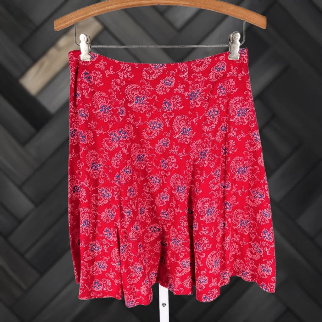 Gap VINTAGE Gap Skirt A-Line Women's S Red Blue Paisley Floral Rayon 29" 90s Bohemian Size 28" / US 6 / IT 42 - 1 Thumbnail