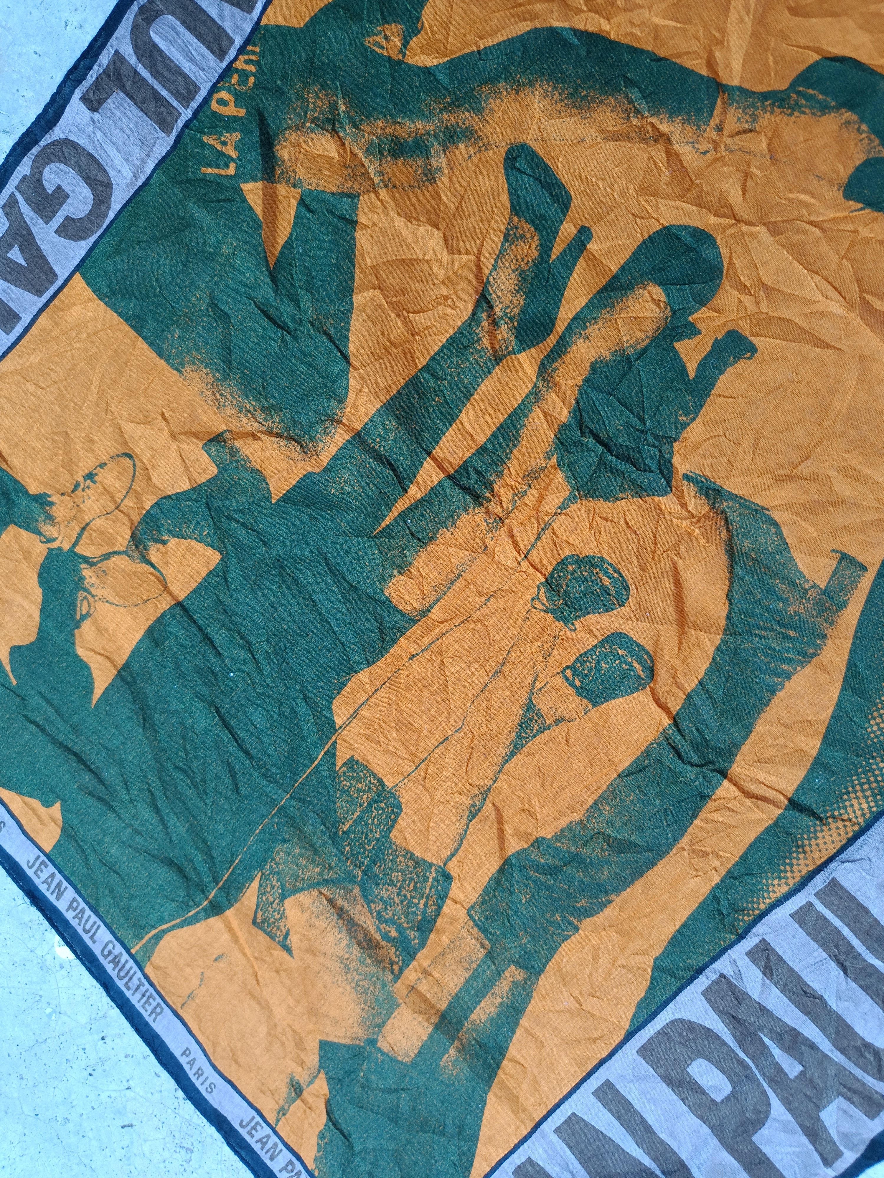 Jean Paul Gaultier 1990s JEAN PAUL GAULTIER ORANGE GRAPHIC SCARF Size ONE SIZE - 6 Thumbnail