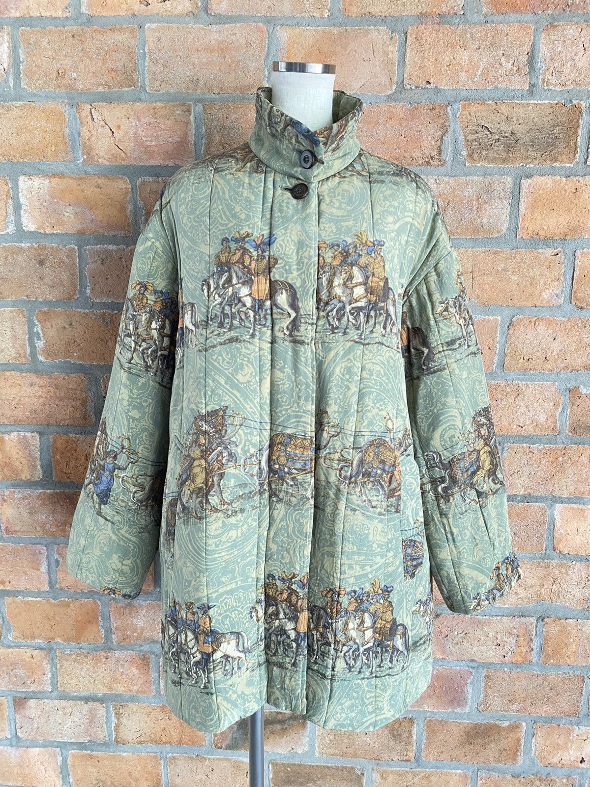 Burberry Burberrys Oversized Green Coat with Classic Print. Size ONE SIZE - 12 Thumbnail