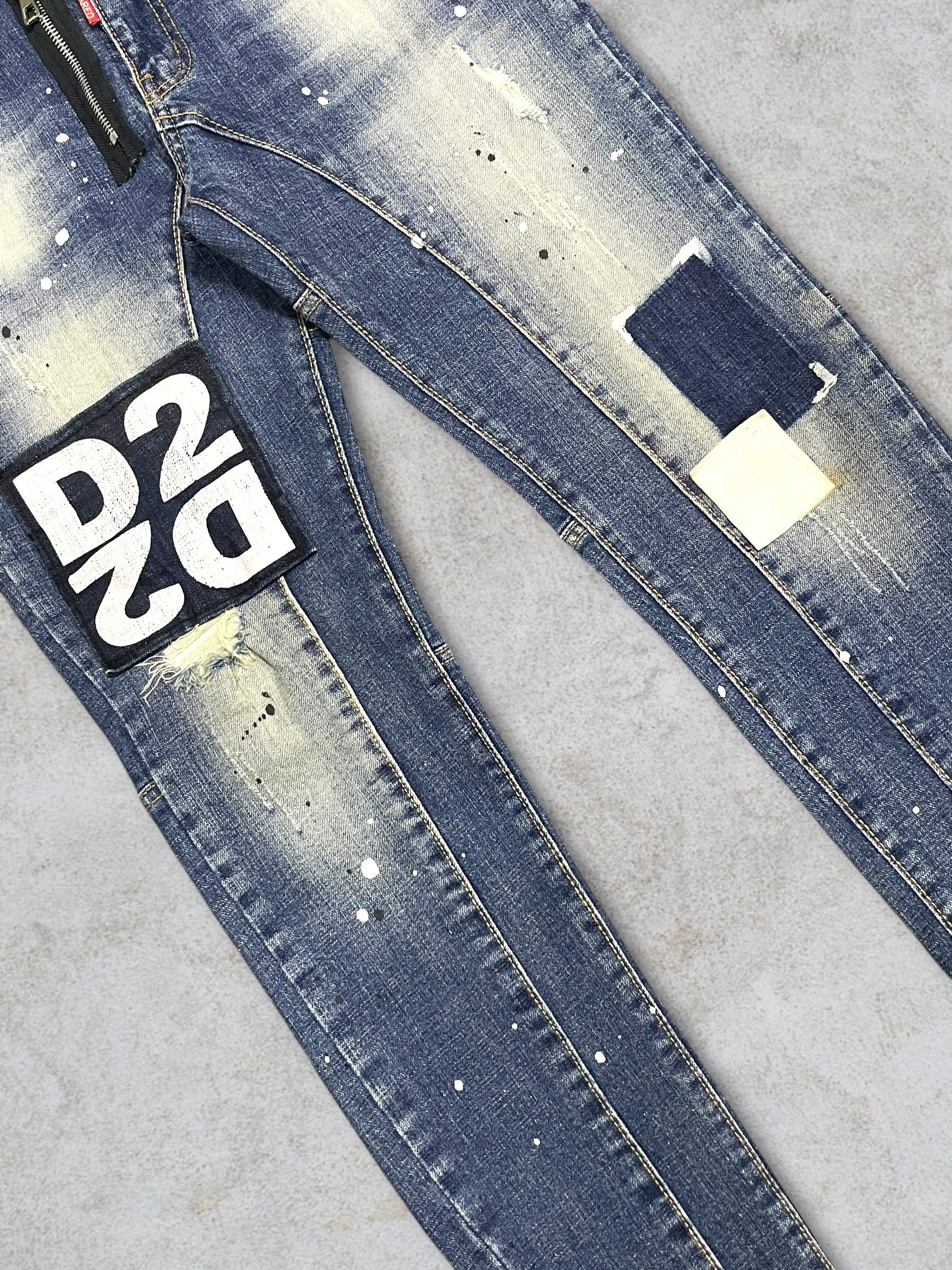 Dsquared2 Dsquared2 Patchwork Spellout Paint Splatter Glamorous Jeans Size US 29 - 7 Thumbnail