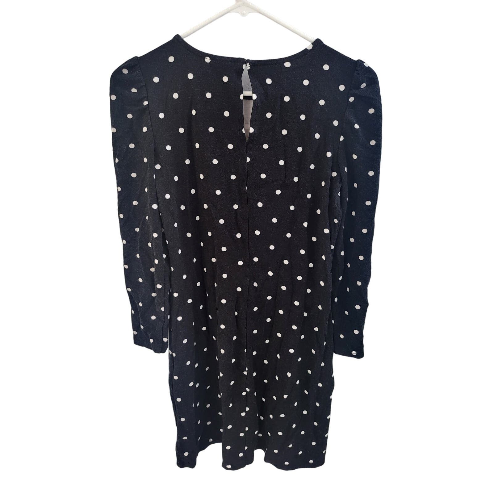 Old Navy Old Navy Black with White Polka Dot Long Sleeve Dress - XS Size XS / US 0-2 / IT 36-38 - 2 Thumbnail