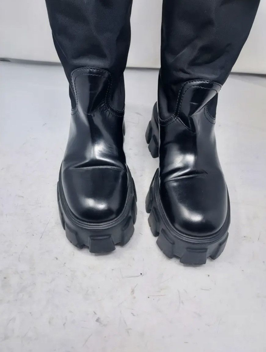 image of Prada Monolith Cloth Riding Boots in Black, Women's (Size 8.5)