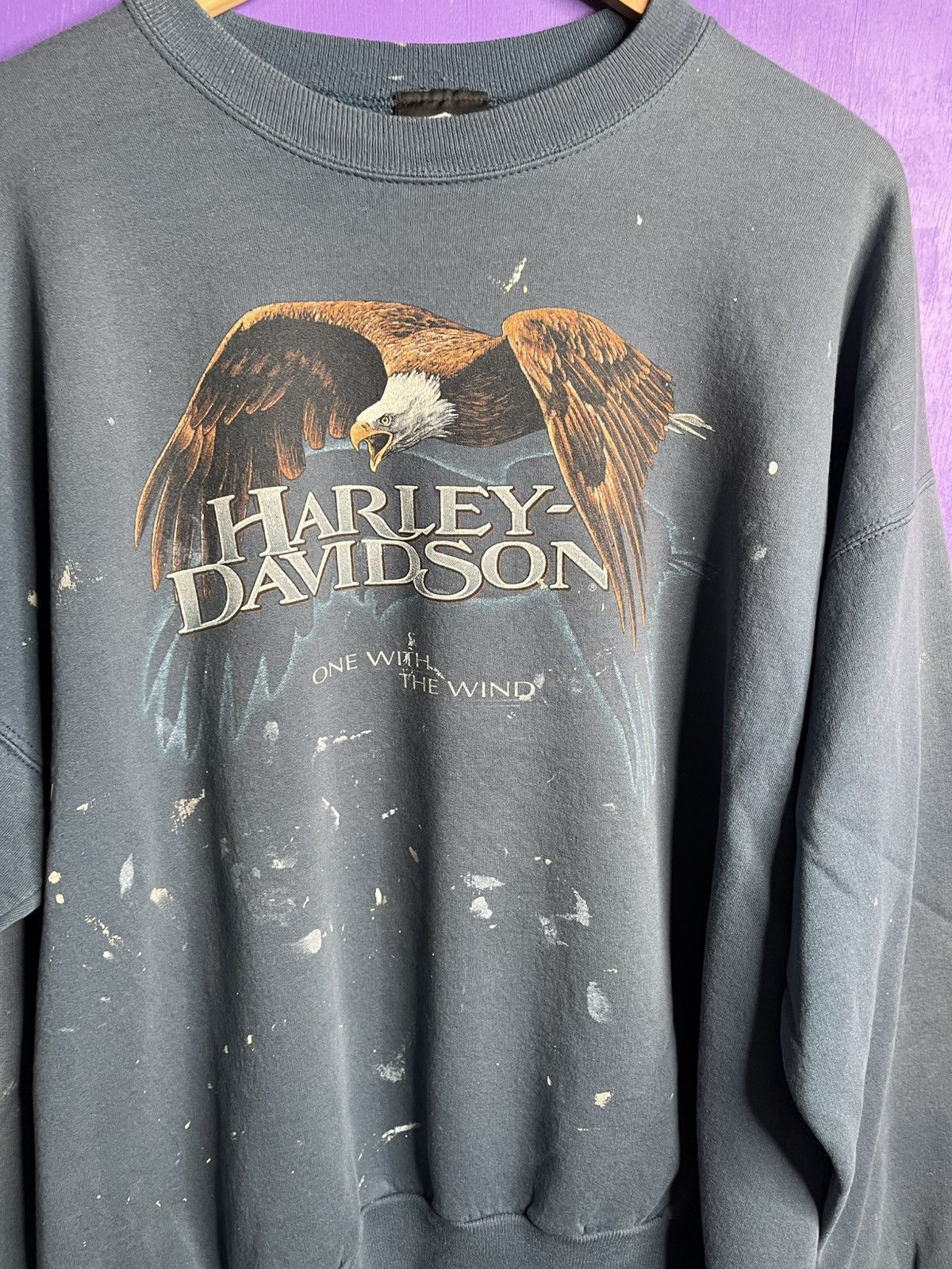 Harley Davidson × Vintage Vintage 90s Harley Davidson Eagle paint splatter crewneck Size US XXL / EU 58 / 5 - 3 Thumbnail
