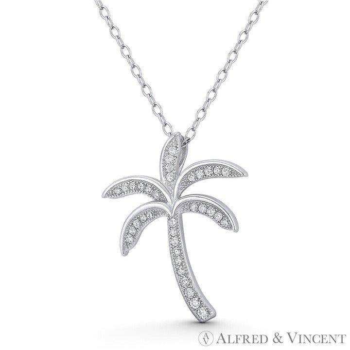 Other Tropical Coconut Palm Tree CZ Crystal Pave 24x19mm Pendant Size ONE SIZE - 1 Preview