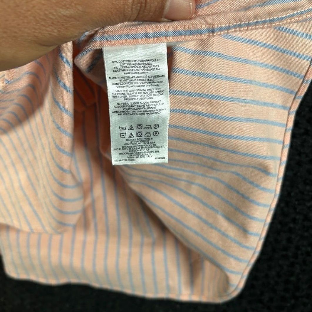 Brooks Brothers BrookS Brothers Regent Fit Button-Down Shirt Men’s Large Cotton Blend Striped Pink Blue Long Sleeve Size US M / EU 48-50 / 2 - 3 Thumbnail