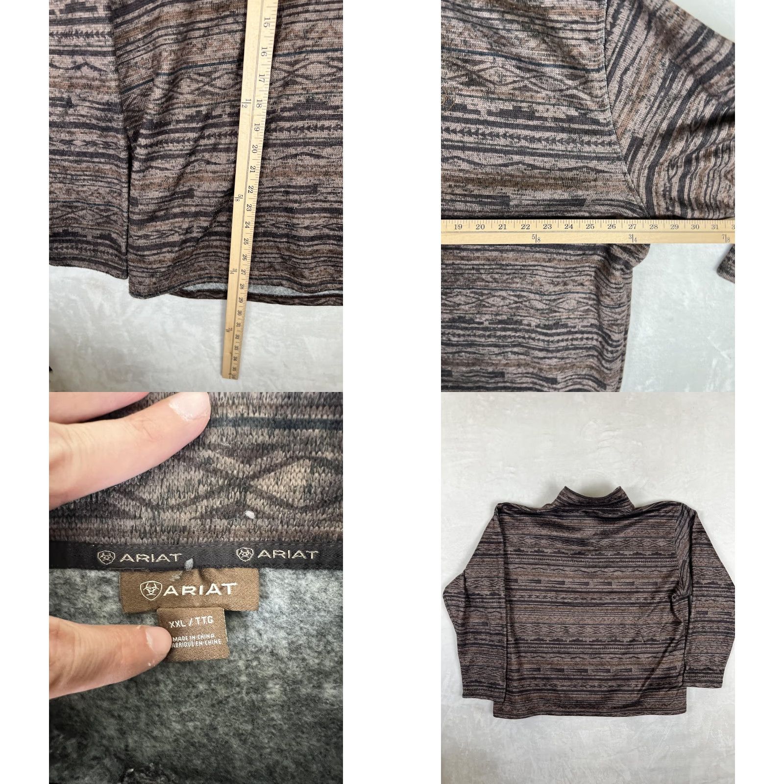 Ariat Ariat Sweatshirt Mens 2XL Brown Fleece Lined Henley Western Aztec Pullover Size US XXL / EU 58 / 5 - 8 Thumbnail
