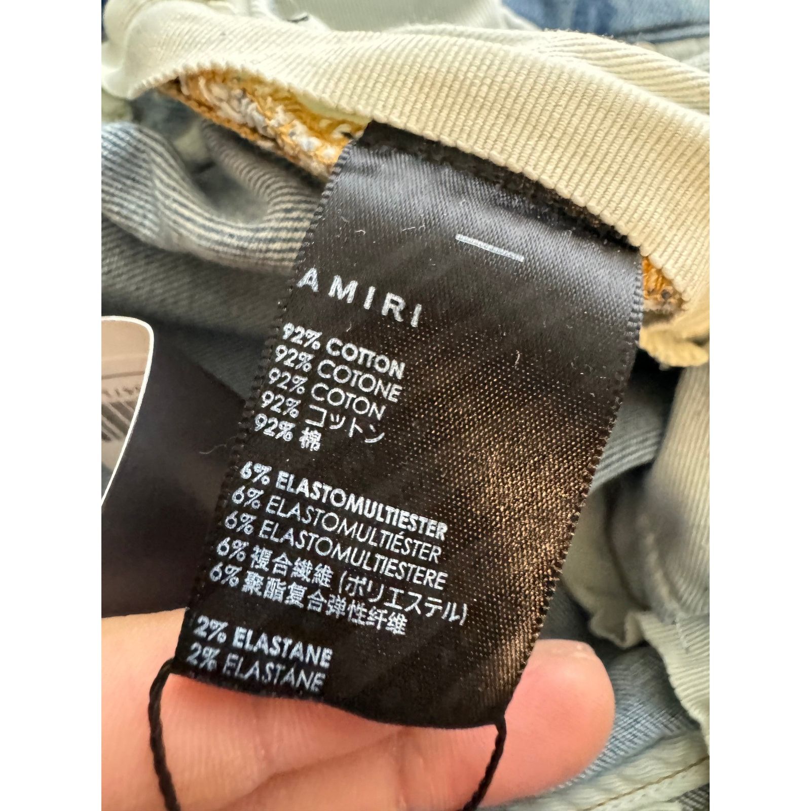 Amiri Amiri MX1 Green Plaid Patch Light Wash Blue Jeans Size US 34 / EU 50 - 4 Thumbnail