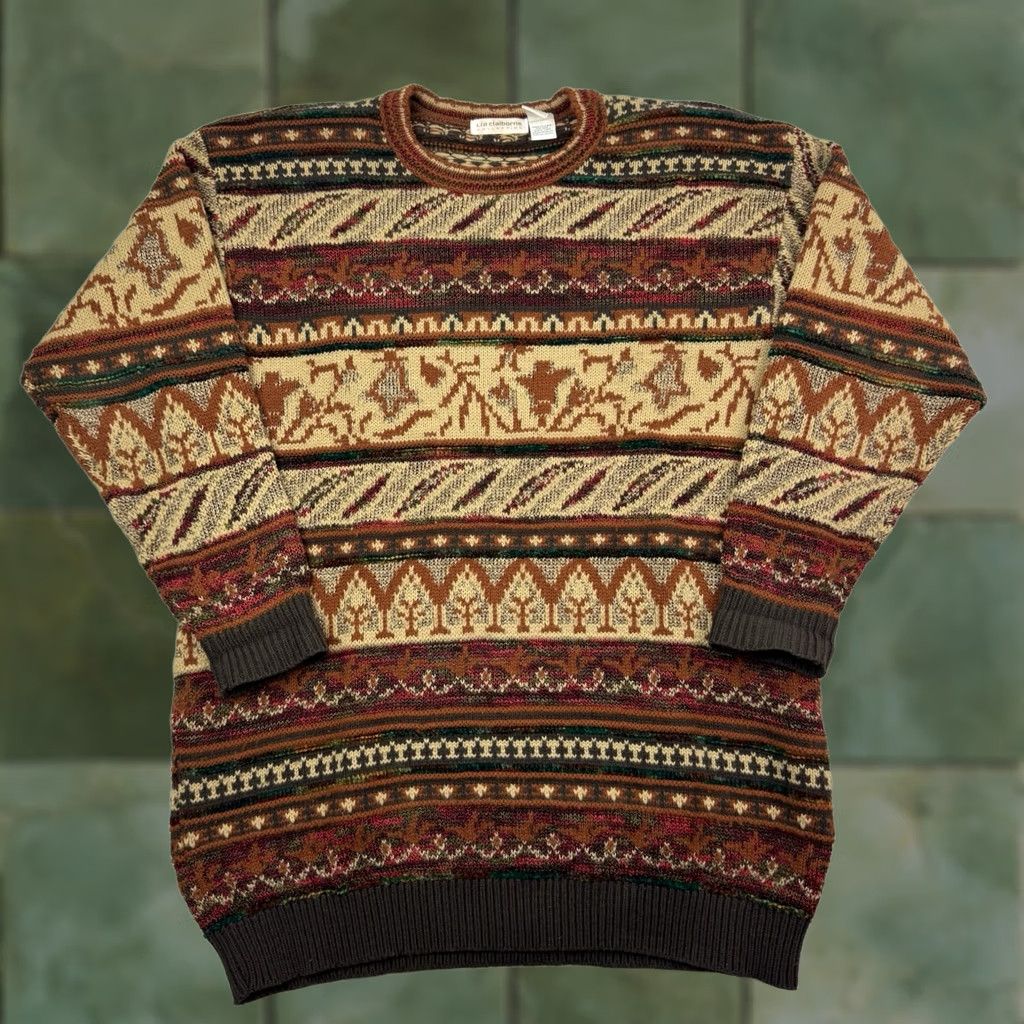 Liz Claiborne VINTAGE Liz Claiborne Sweater Womens Medium Knit African Tribal 90s Hipster Size M / US 6-8 / IT 42-44 - 1 Thumbnail