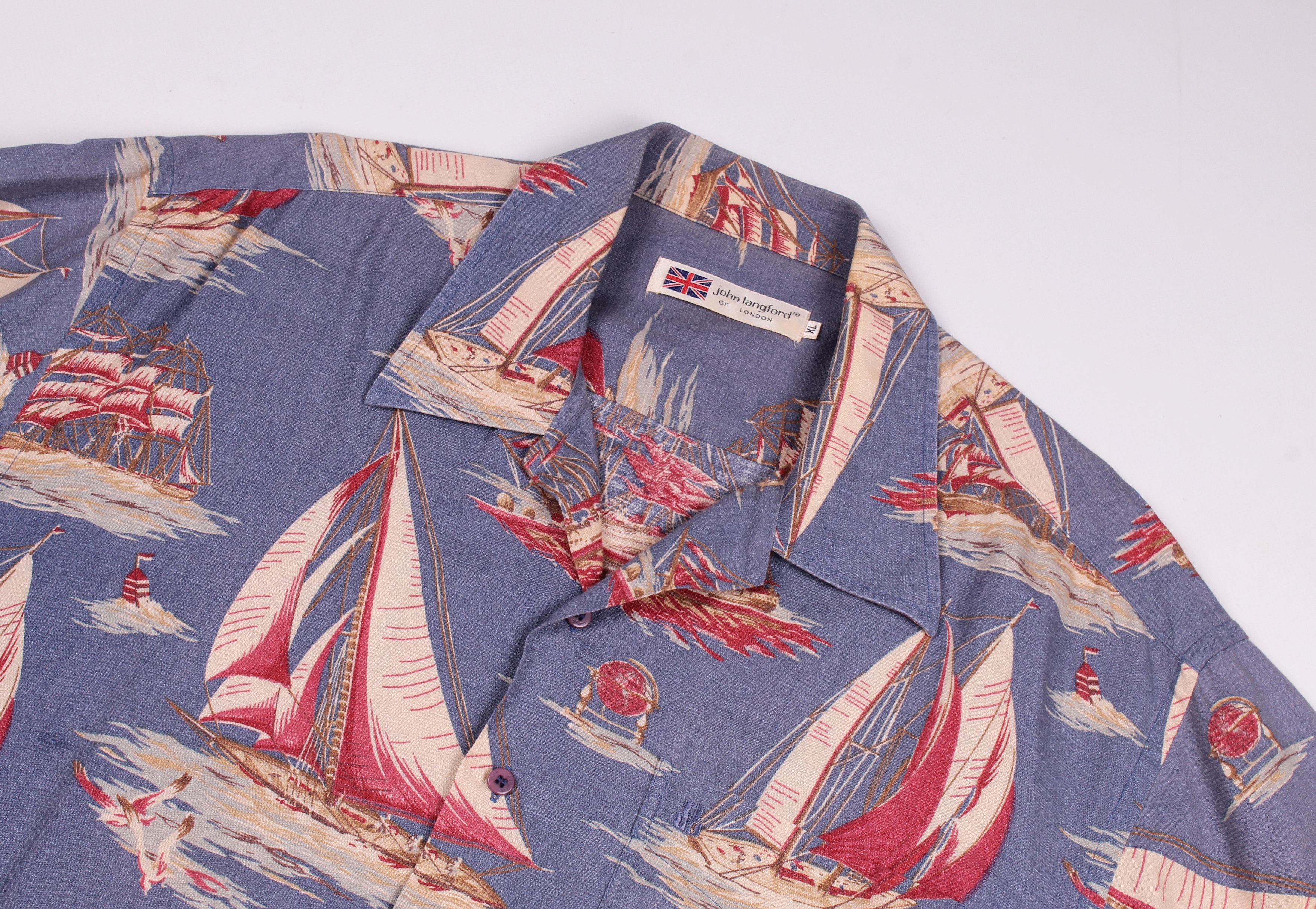 Vintage Vintage John Langford Printed Yacht Short Sleeve Shirt Size US XL / EU 56 / 4 - 2 Thumbnail