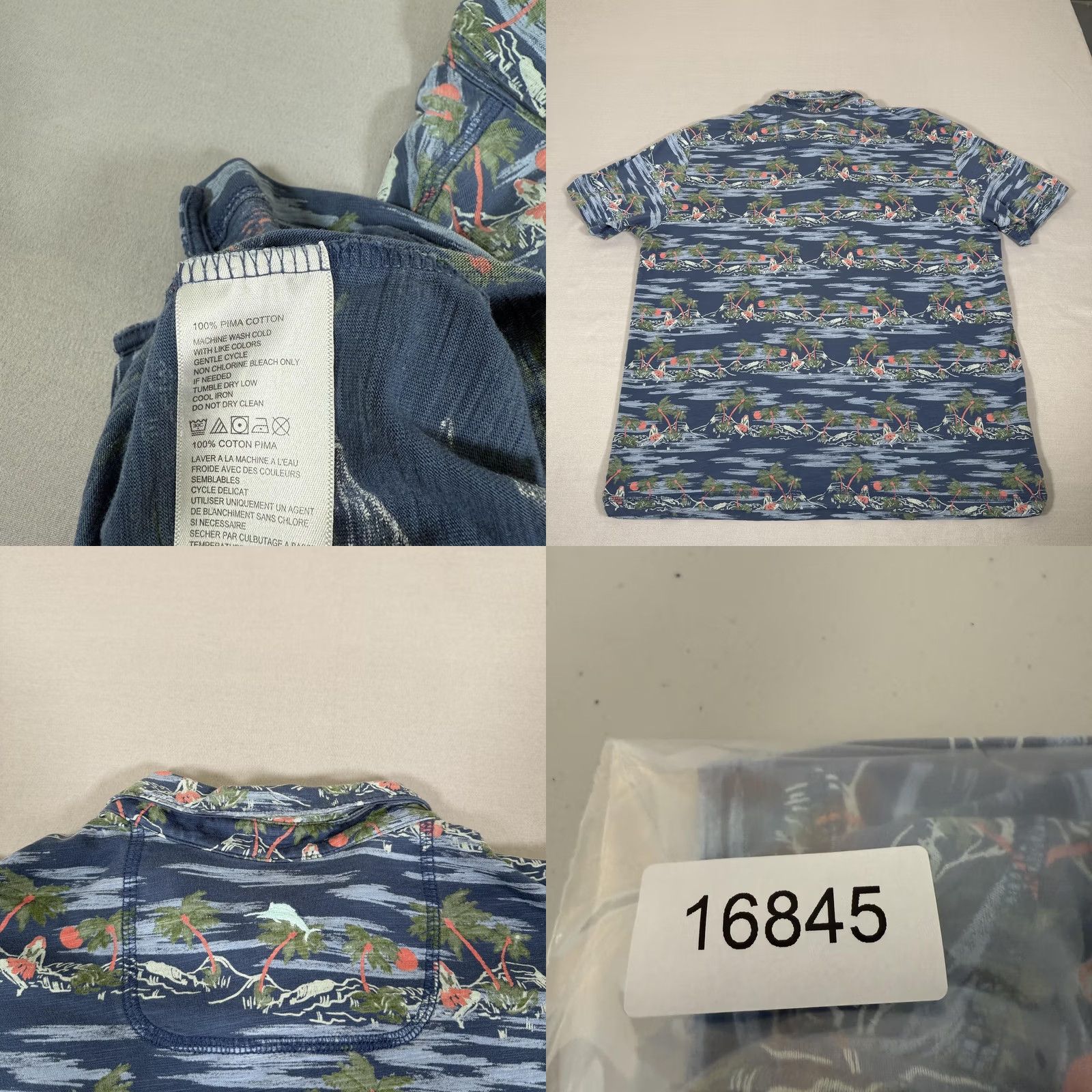 Tommy Bahama Tommy Bahama Polo Mens XL Blue Hawaiian Tropical Beach Aloha Pima Cotton Shirt Size US XL / EU 56 / 4 - 8 Thumbnail