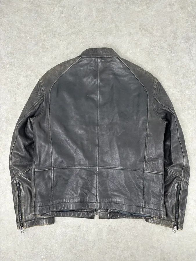 Hugo Boss Hugo Boss Dark Grey Leather Blouson Padded Moto Jacket Size US L / EU 52-54 / 3 - 5 Thumbnail