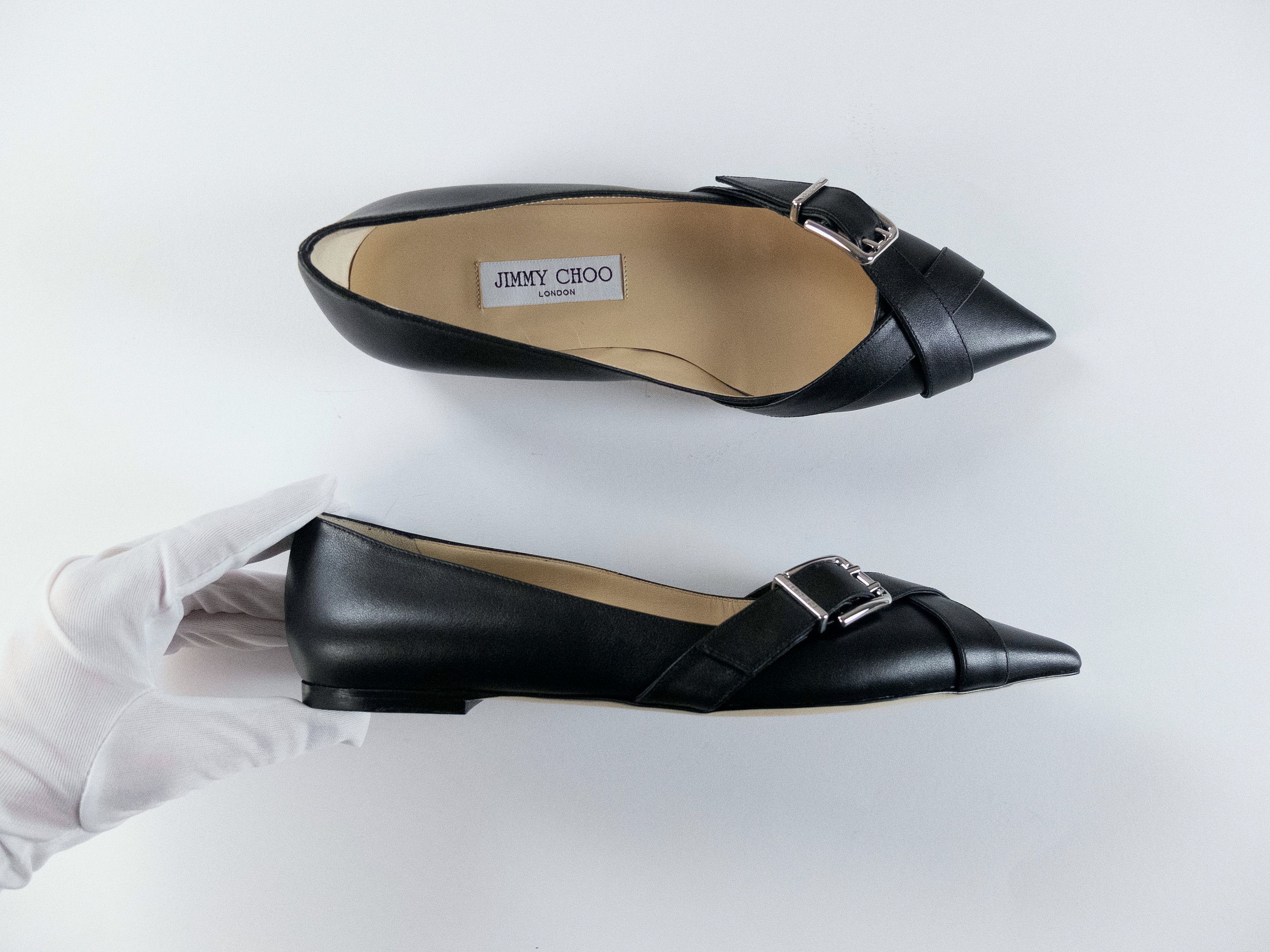 Jimmy Choo JIMMY CHOO Alix black strap detail leather ballet flats 9 39 Size US 9 / IT 39 - 1 Thumbnail