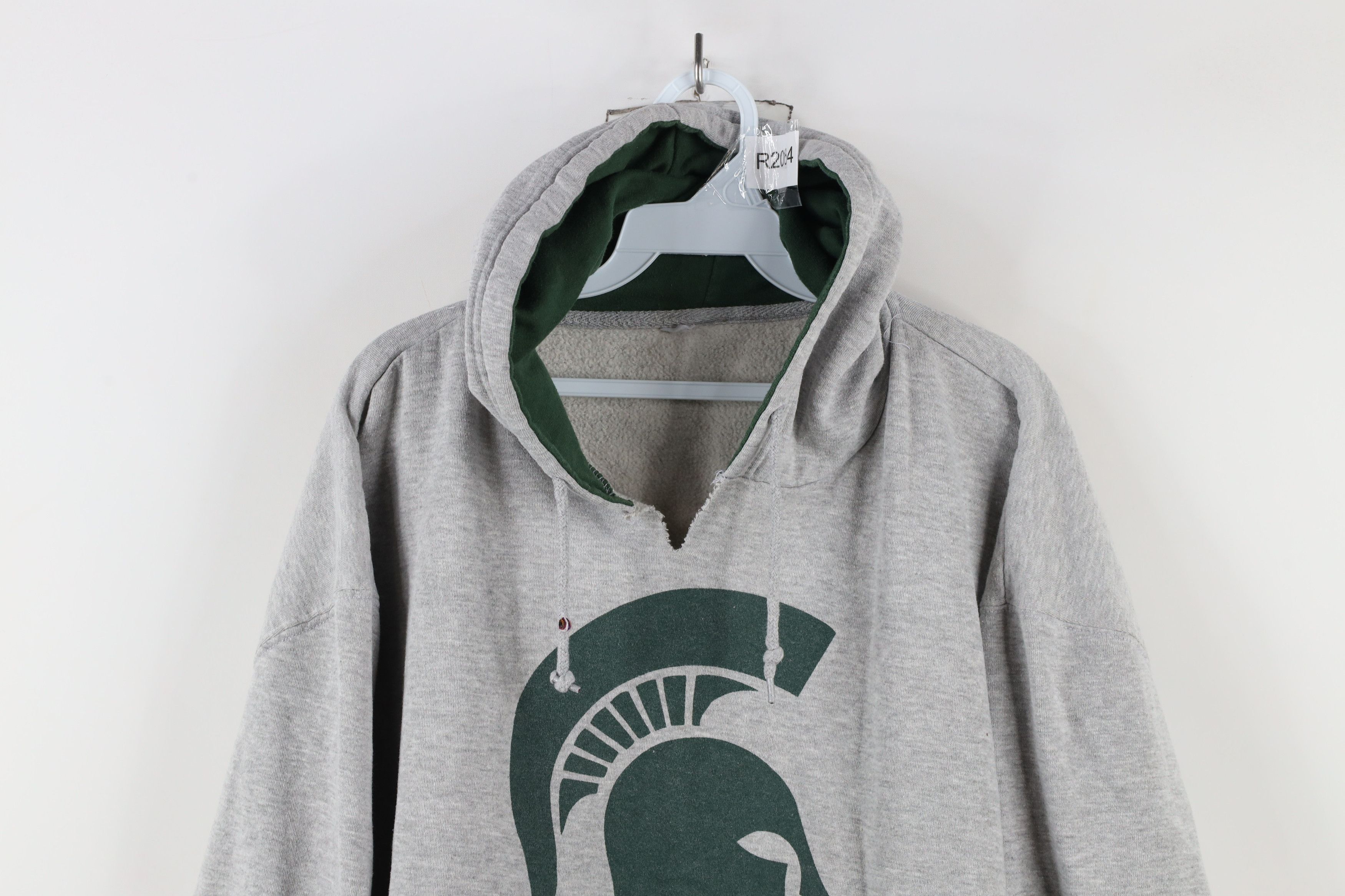 Vintage Vintage 90s Boxy Fit Michigan State University Hoodie Gray Size US XL / EU 56 / 4 - 2 Thumbnail