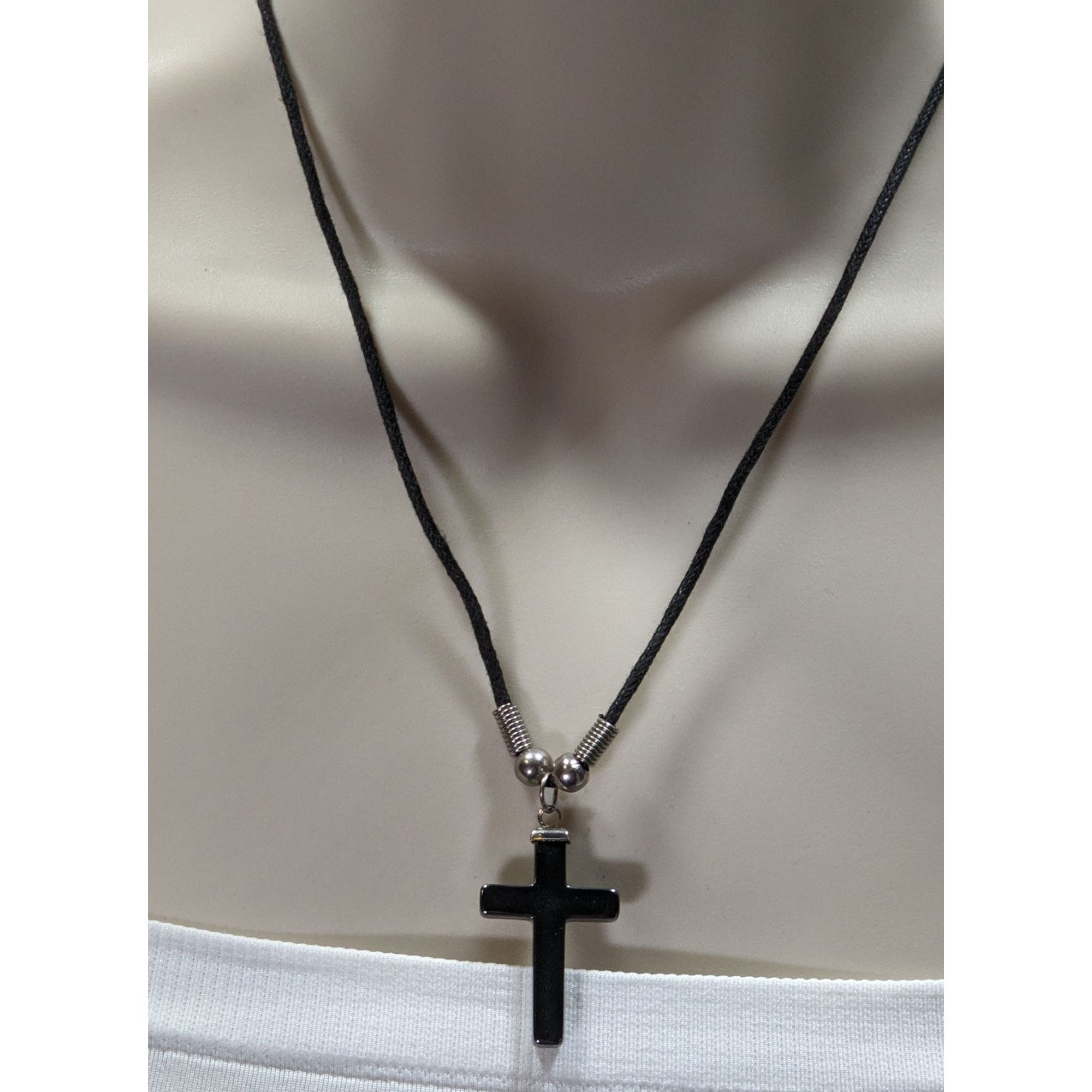 Other Religious Hematite Stone Cross Pendant Necklace Size ONE SIZE - 1 Thumbnail
