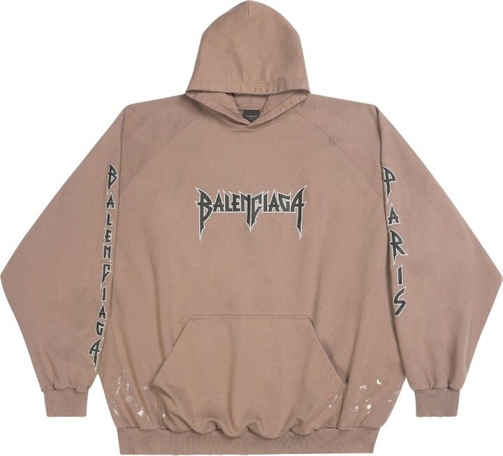 image of Balenciaga O1Mt1Gz0524 Metal Oversized Hoodies In Brown/black, Women's (Size Medium)