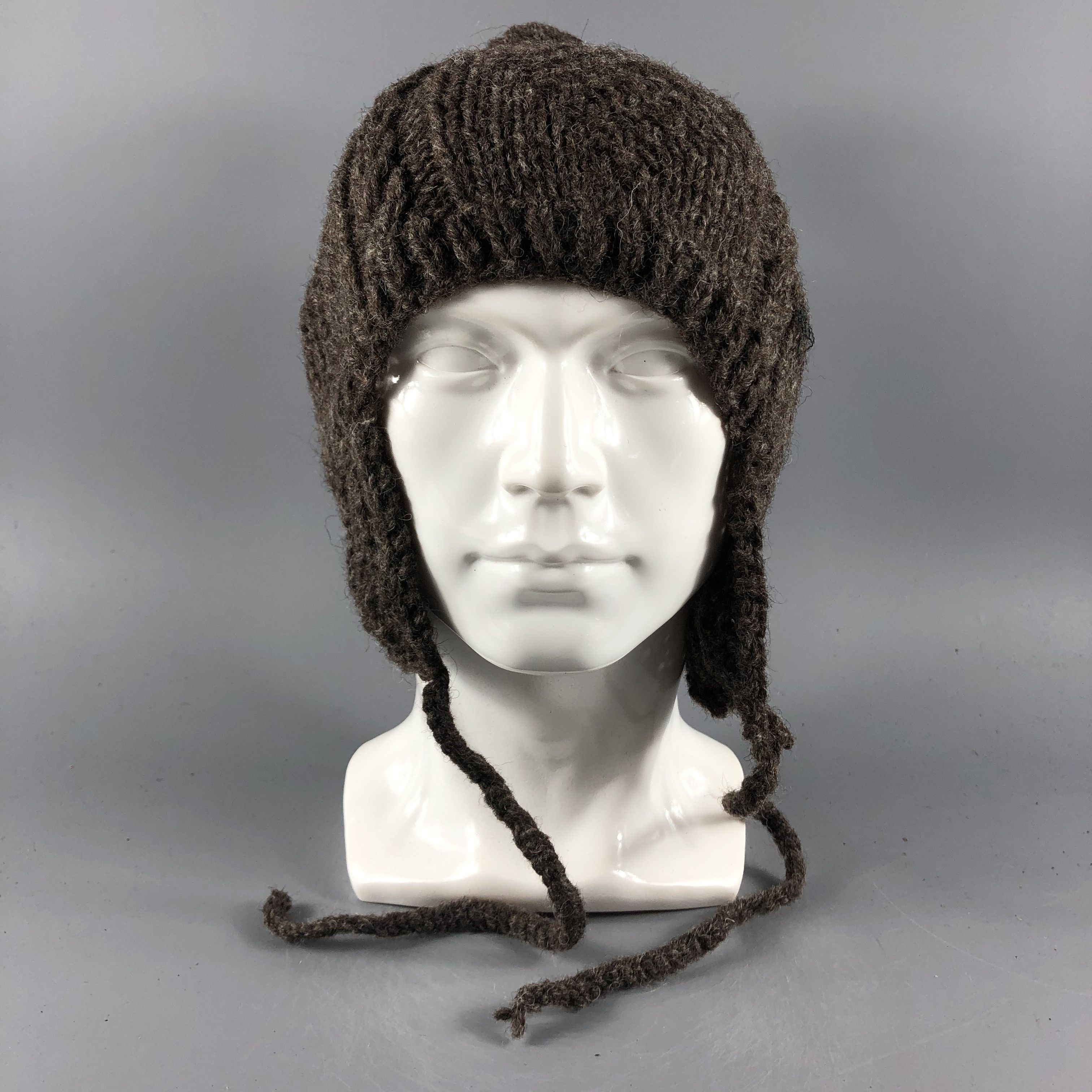 image of Vintage Janette Murray Beanie Earflap Hats Wool Snow Hat B1141, Men's