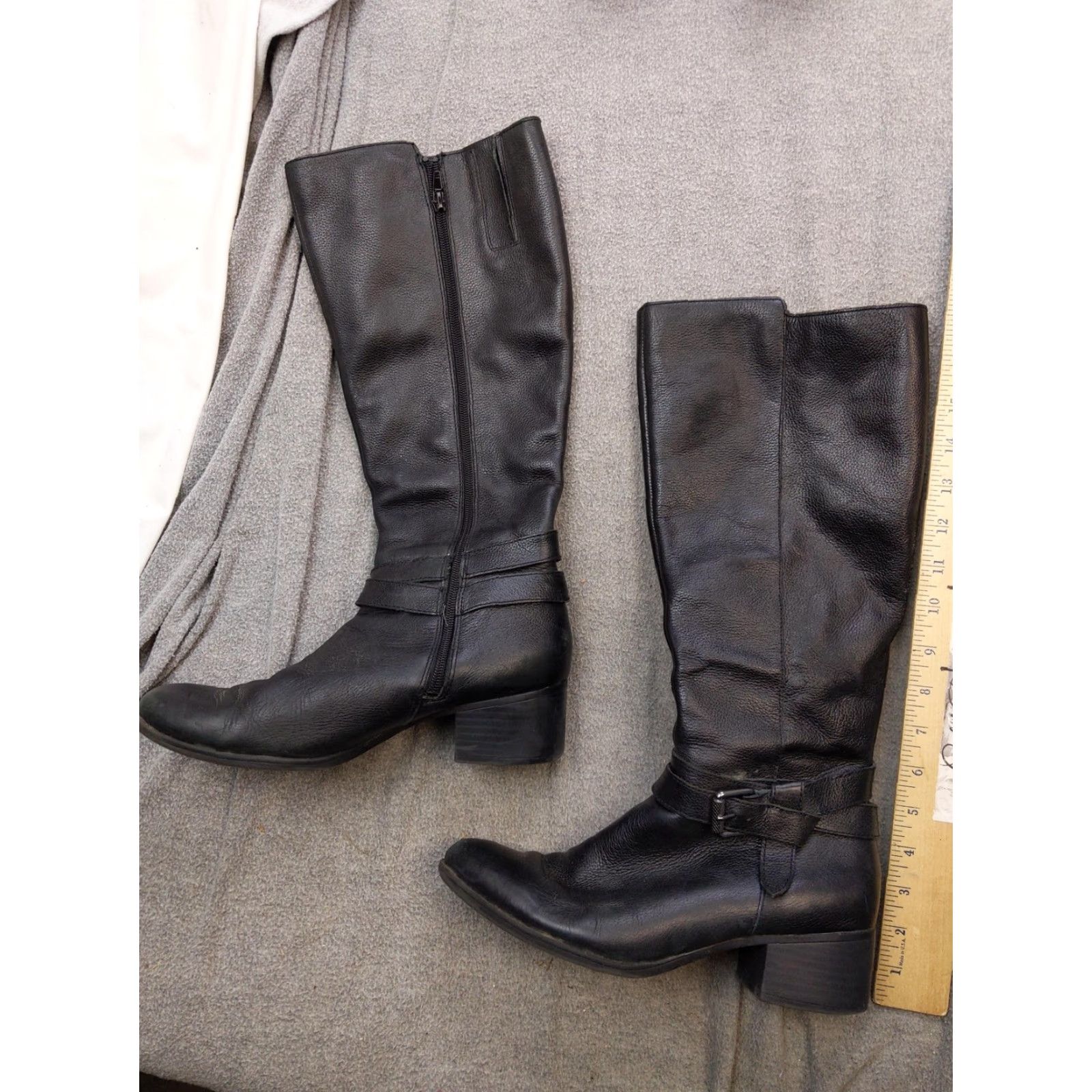 Naturalizer Naturalizer Boots Womens Size 9.5 39.5 Black Leather Knee High Buckle Zip Riding Boot Women M Size US 10 / IT 40 - 2 Thumbnail