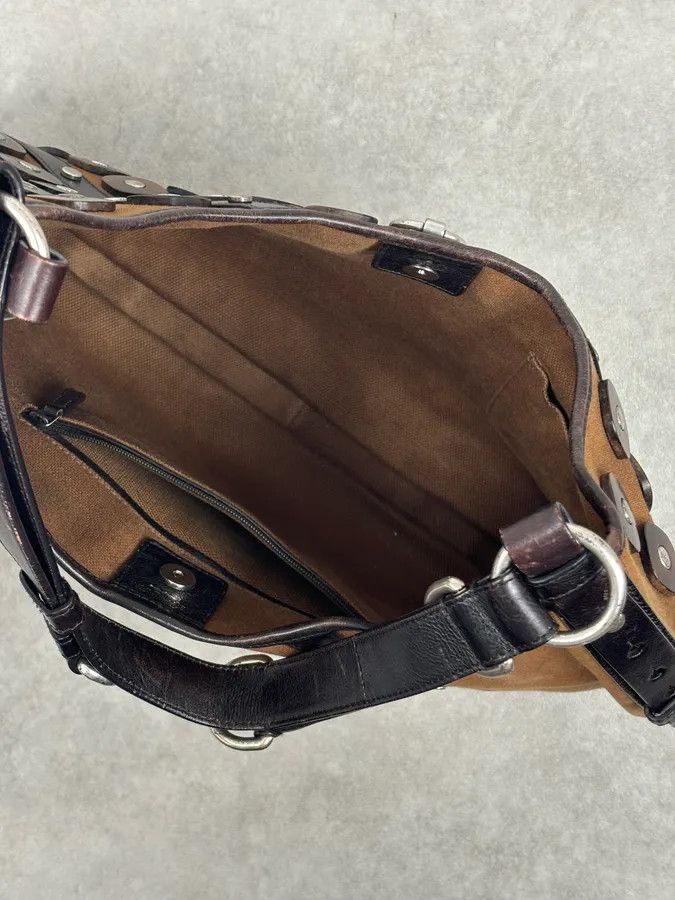 Yves Saint Laurent Yves Saint Laurent Brown Leather Wood Studded Shoulder Bag Size ONE SIZE - 11 Thumbnail