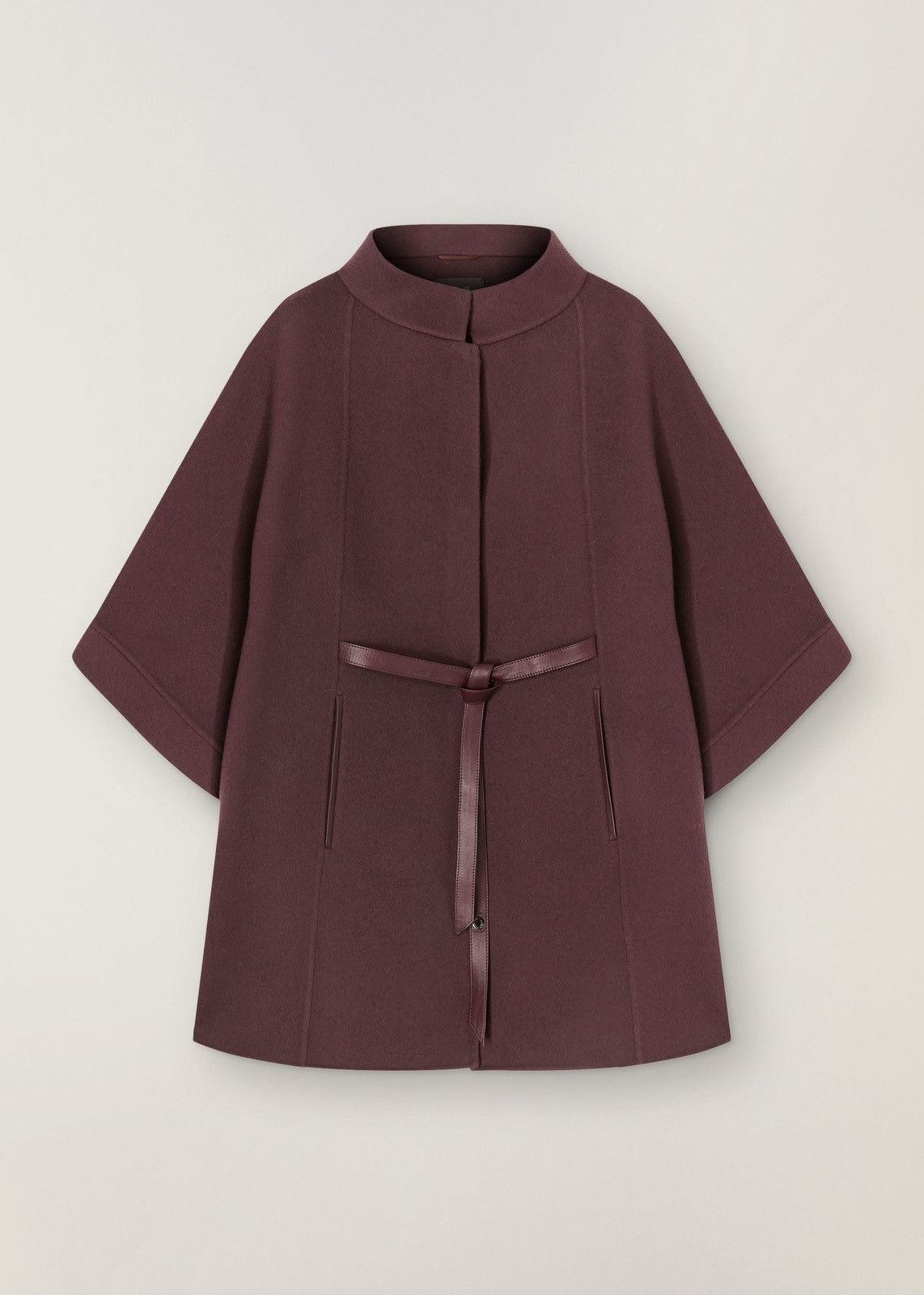 image of Loro Piana O1Loc1C0124 Iconic Funnel Neckline Cape In Dark Raspberry, Women's (Size Medium)