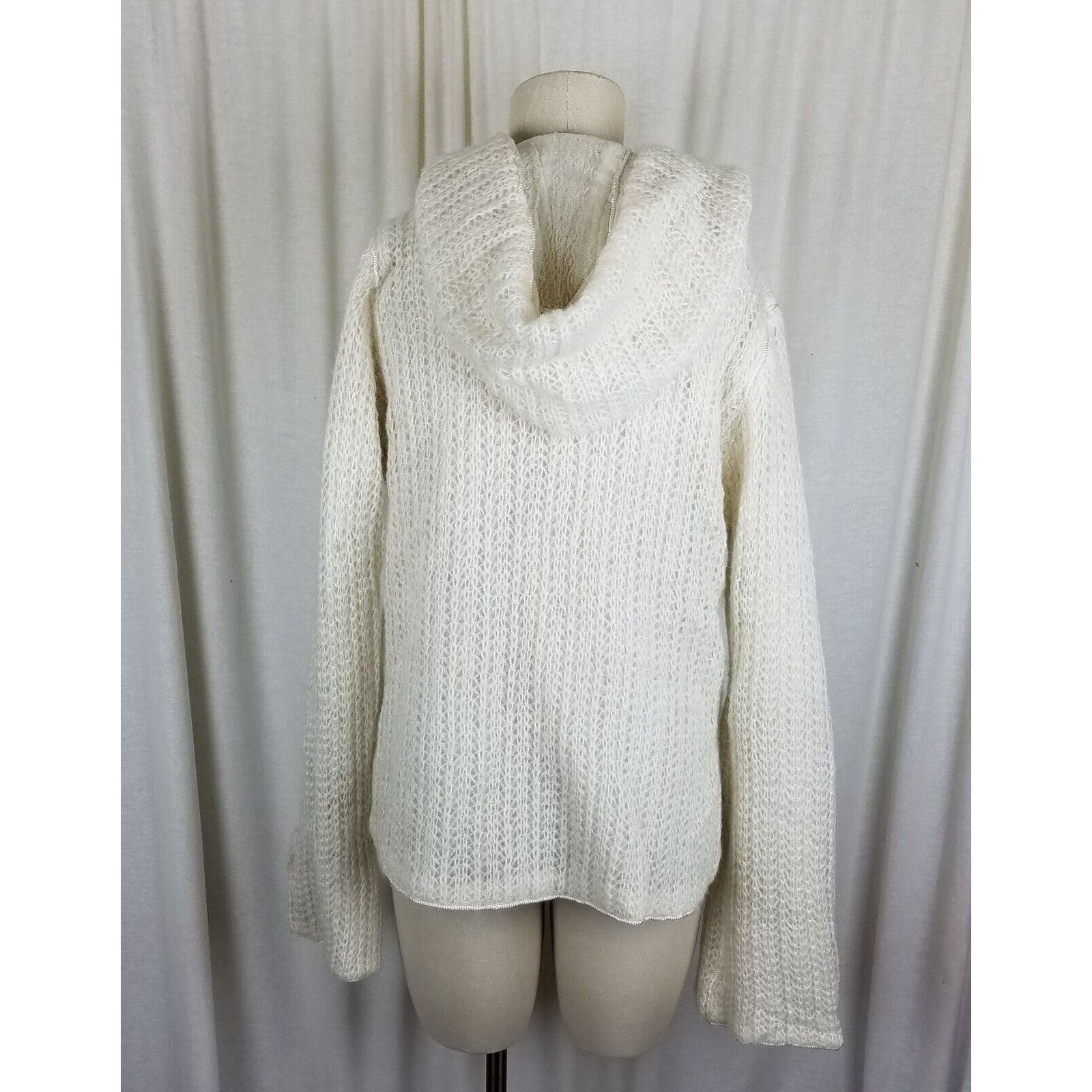 Vintage Vtg Reversible Knit Lace 50s Hooded Cardigan Sweater Jacket Size M / US 6-8 / IT 42-44 - 9 Thumbnail