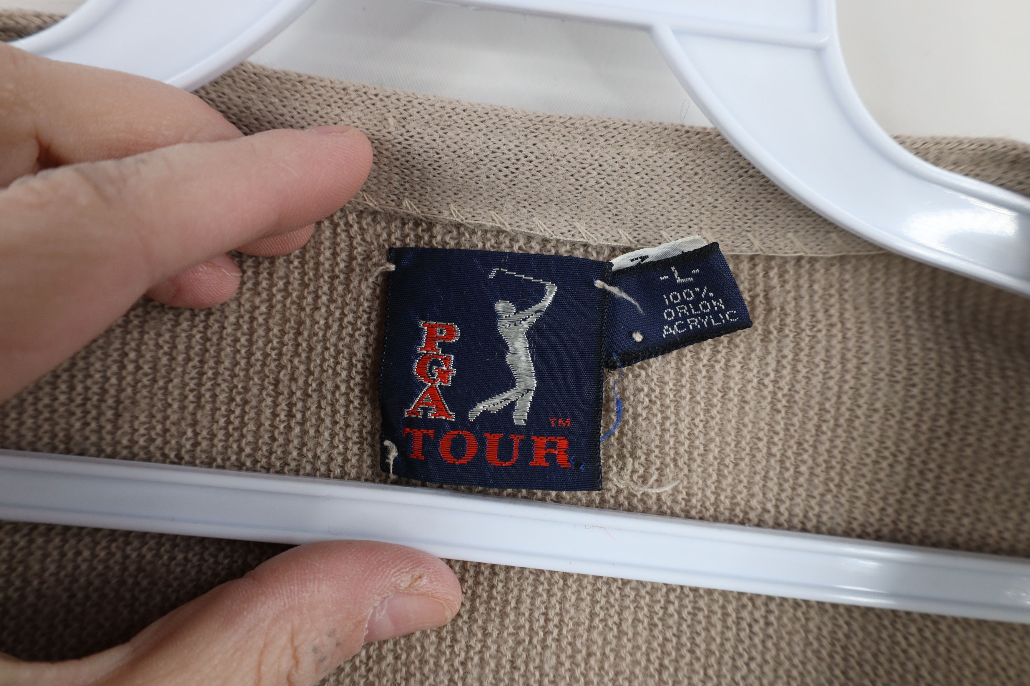Vintage Vintage 70s 80s PGA Tour Golf Cardigan Sweater Beige USA Size US L / EU 52-54 / 3 - 11 Thumbnail