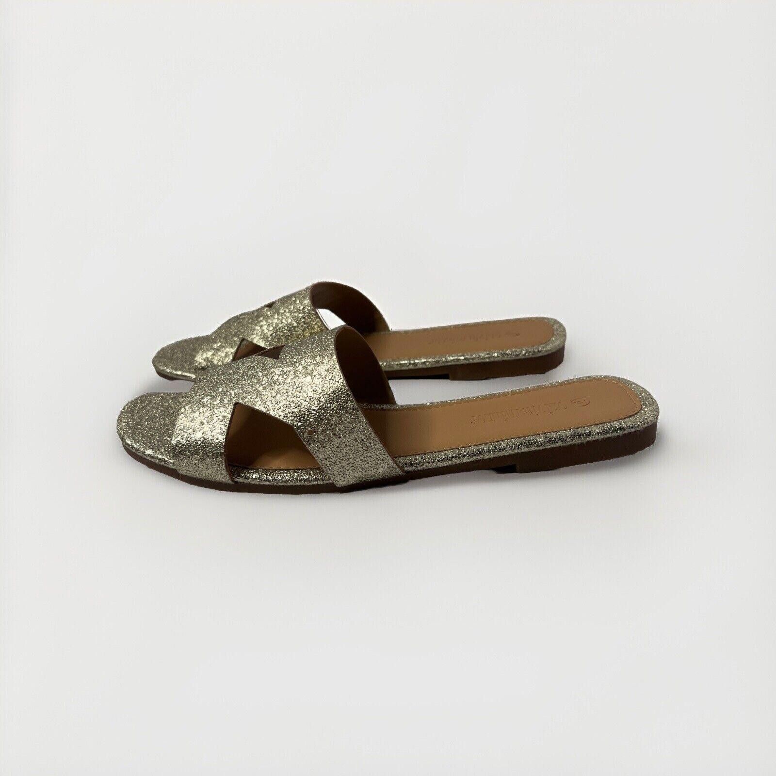 Designer Olivia Miller Woman's Mia Gold Speckle Slides Size 6 New Size US 6 / IT 36 - 1 Thumbnail