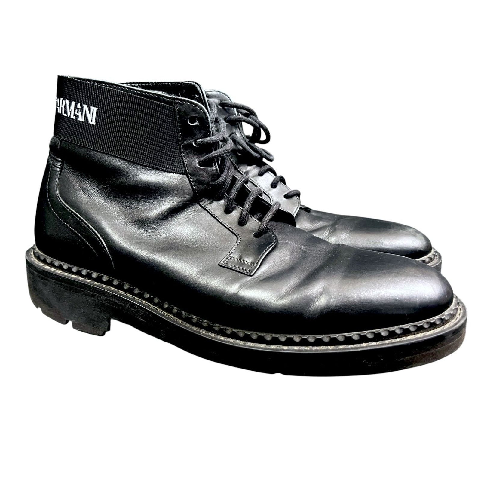 Emporio Armani Emporio Armani Men's US 9 Black Leather Ankle Boots $545 Size US 9 / EU 42 - 1 Thumbnail