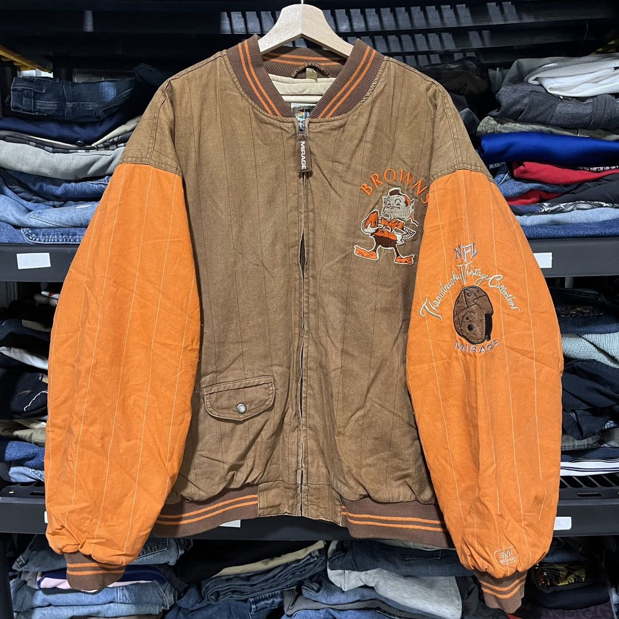 Mirage VINTAGE 90s CLEVELAND BROWNS MIRAGE NFL BOMBER JACKET XL Size US XL / EU 56 / 4 - 3 Thumbnail