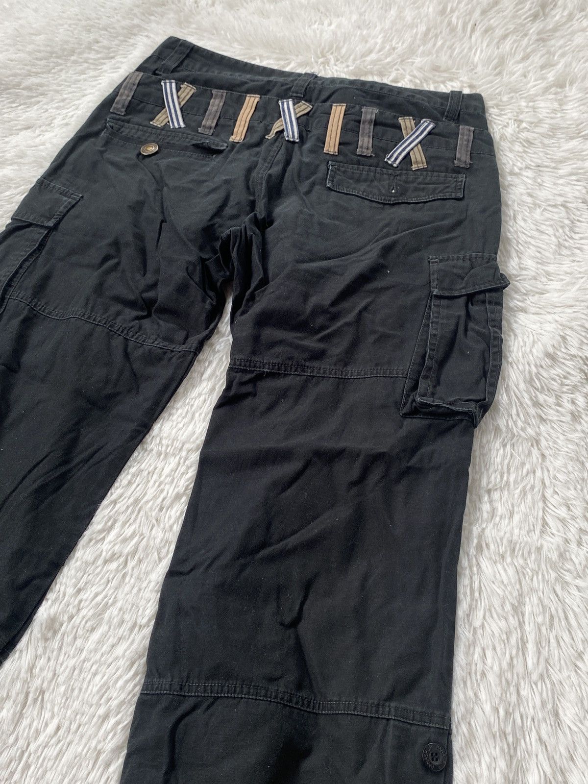 Japanese Brand × Seditionaries 🔥RARE🔥Dominated Handcrafted Double waist Black Cargo Pant Size US 31 - 18 Thumbnail
