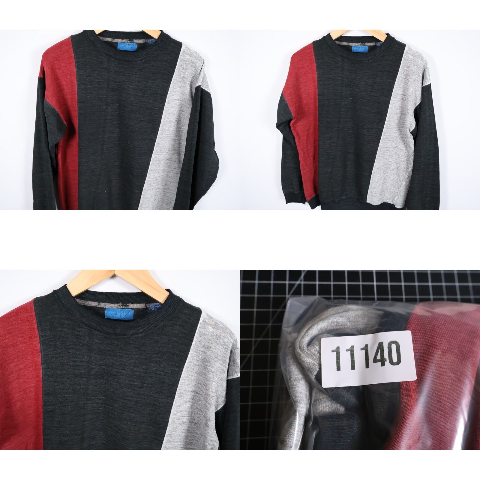 Vintage VINTAGE Towncraft Sweatshirt Striped Crewneck 90s Black Red Gray Medium Mens Regular Fit Size US M / EU 48-50 / 2 - 8 Thumbnail